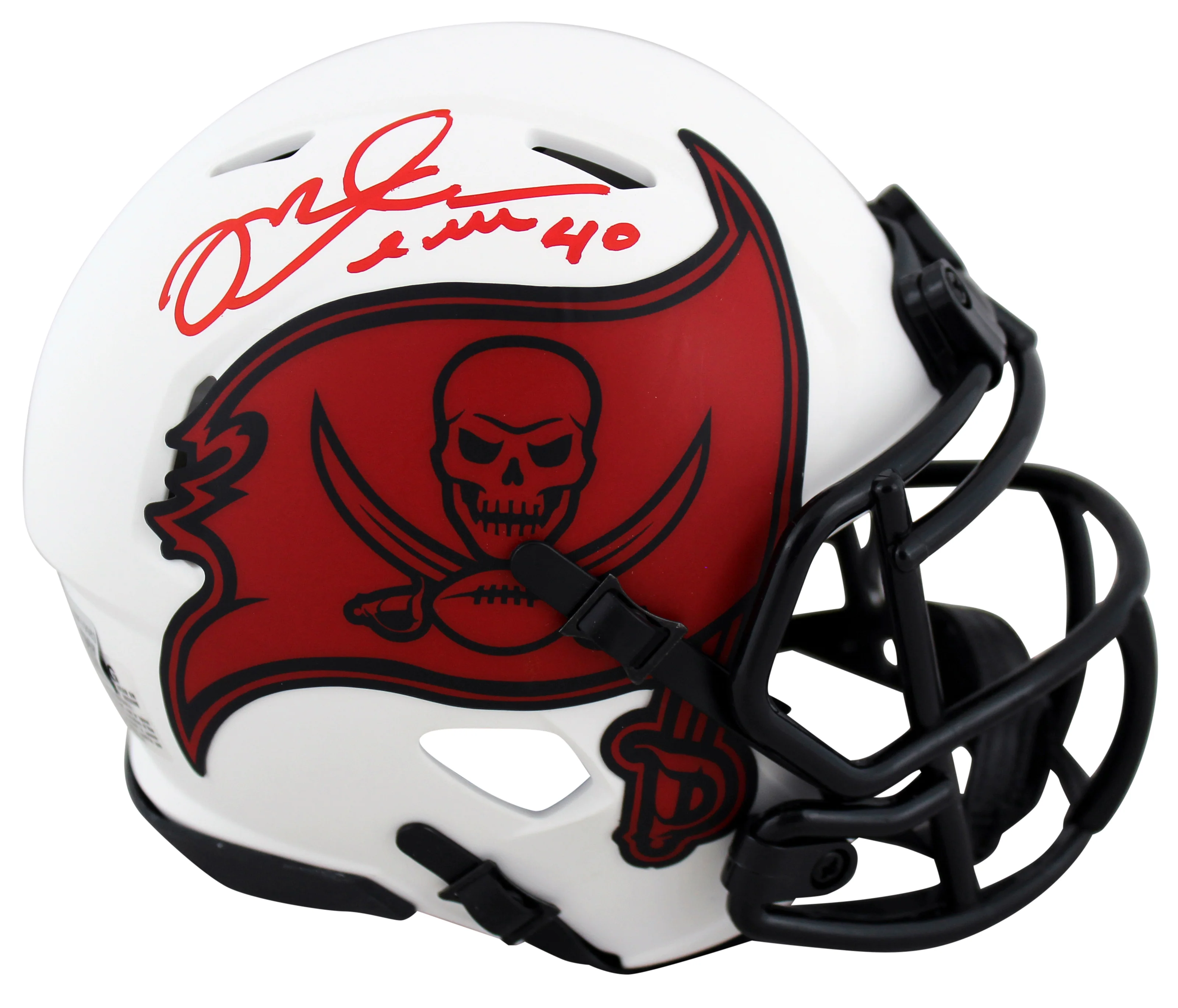 Buccaneers Mike Alstott Authentic Signed Lunar Speed Mini Helmet BAS Witnessed - Image 2