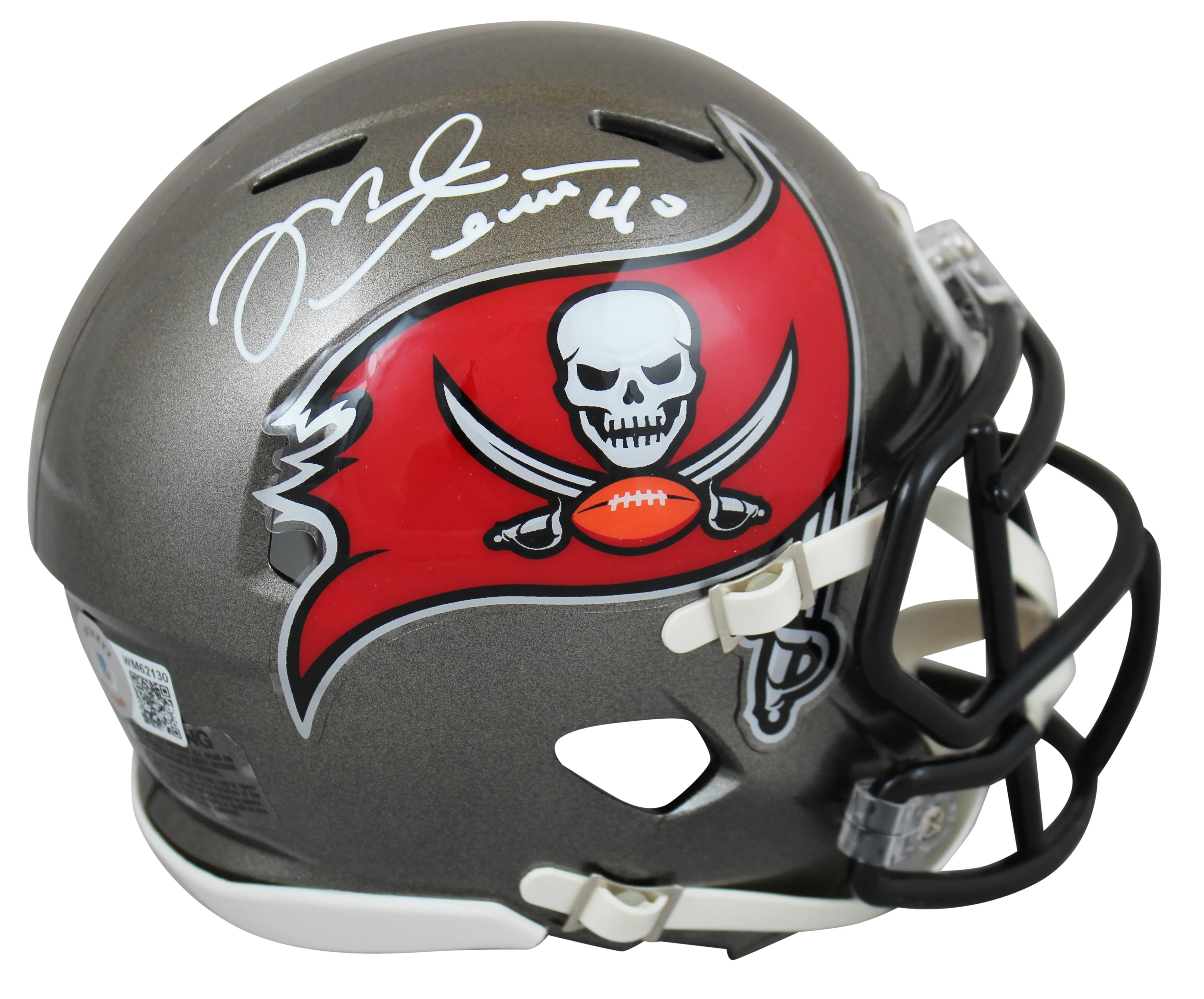 Buccaneers Mike Alstott Authentic Signed Speed Mini Helmet BAS Witnessed - Image 3