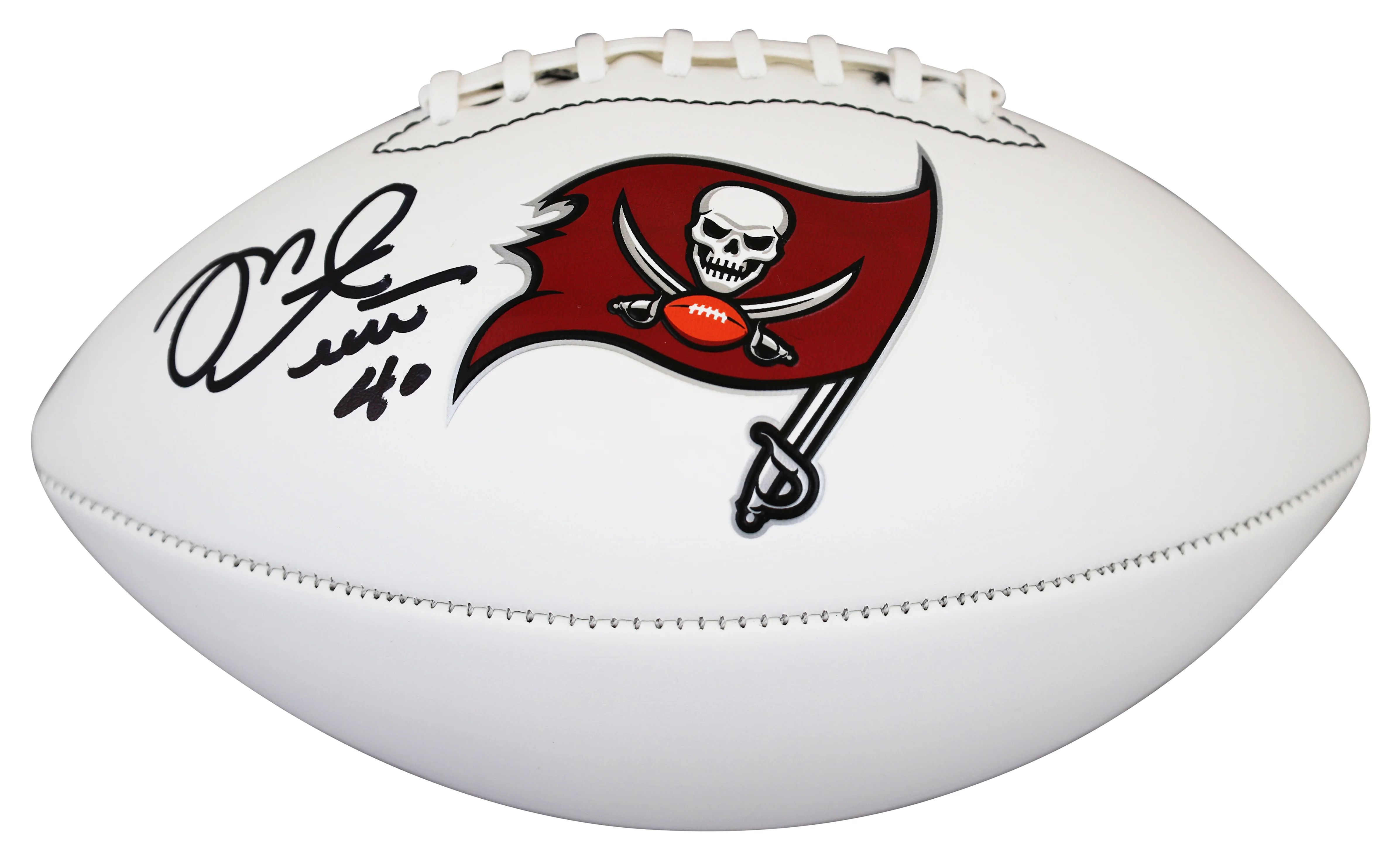 Buccaneers Mike Alstott Signed Franklin White Panel Logo Football BAS Witnessed - Image 3