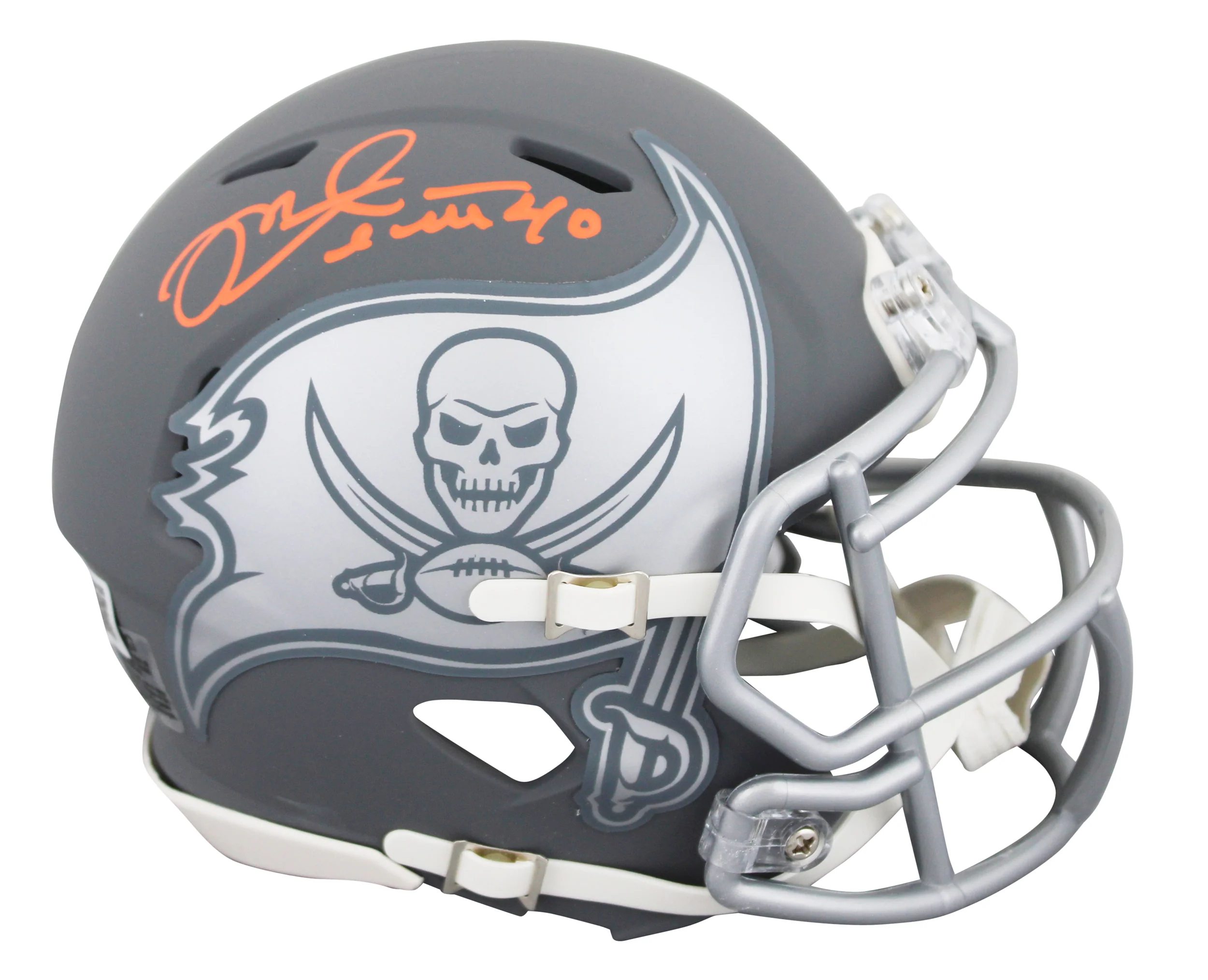 Buccaneers Mike Alstott Signed Slate Speed Mini Helmet W/ Case BAS Witnessed - Image 3