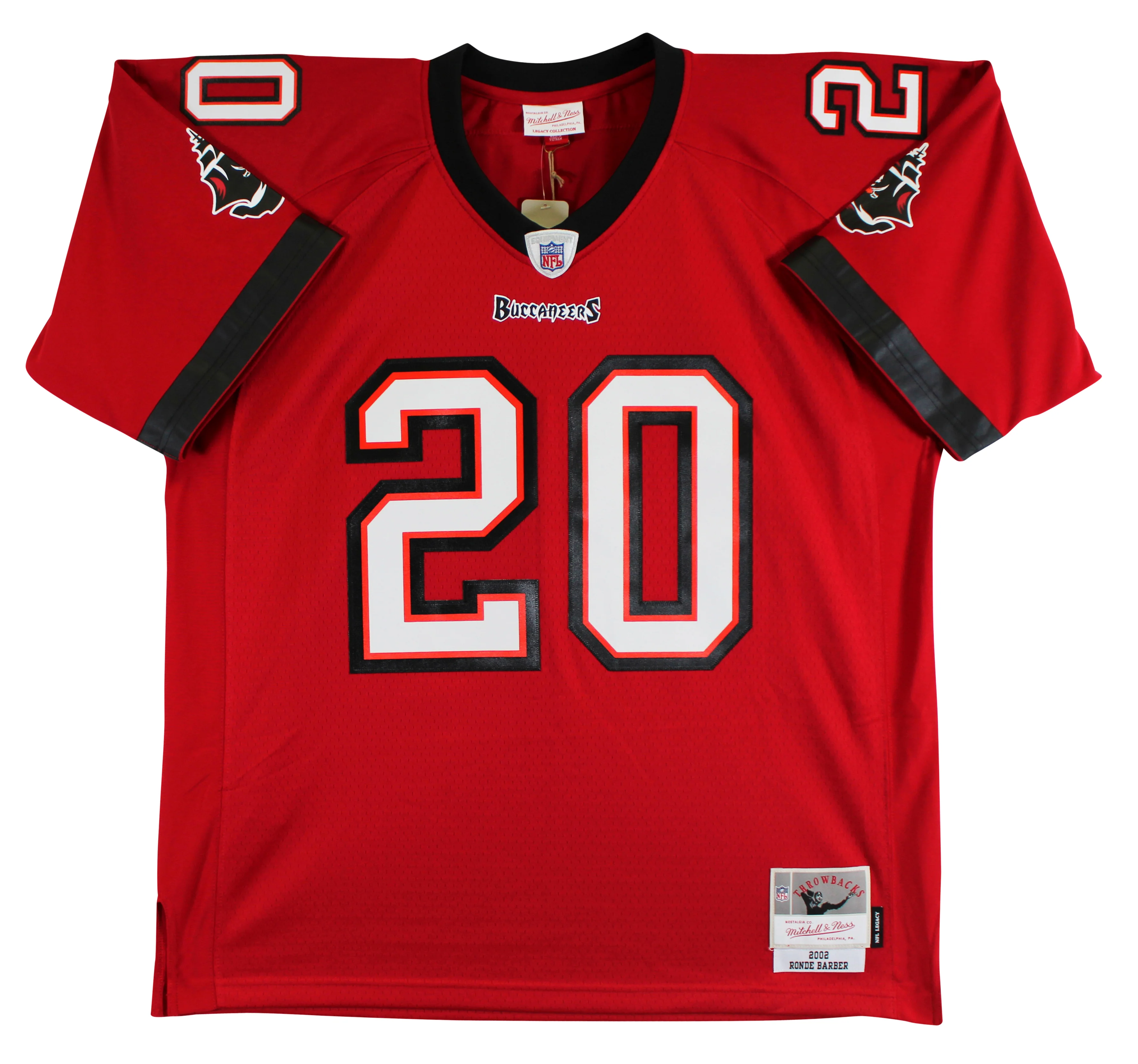 Buccaneers Ronde Barber "4x Insc" Signed Red M&N Throwback Jersey BAS Witnessed - Image 5