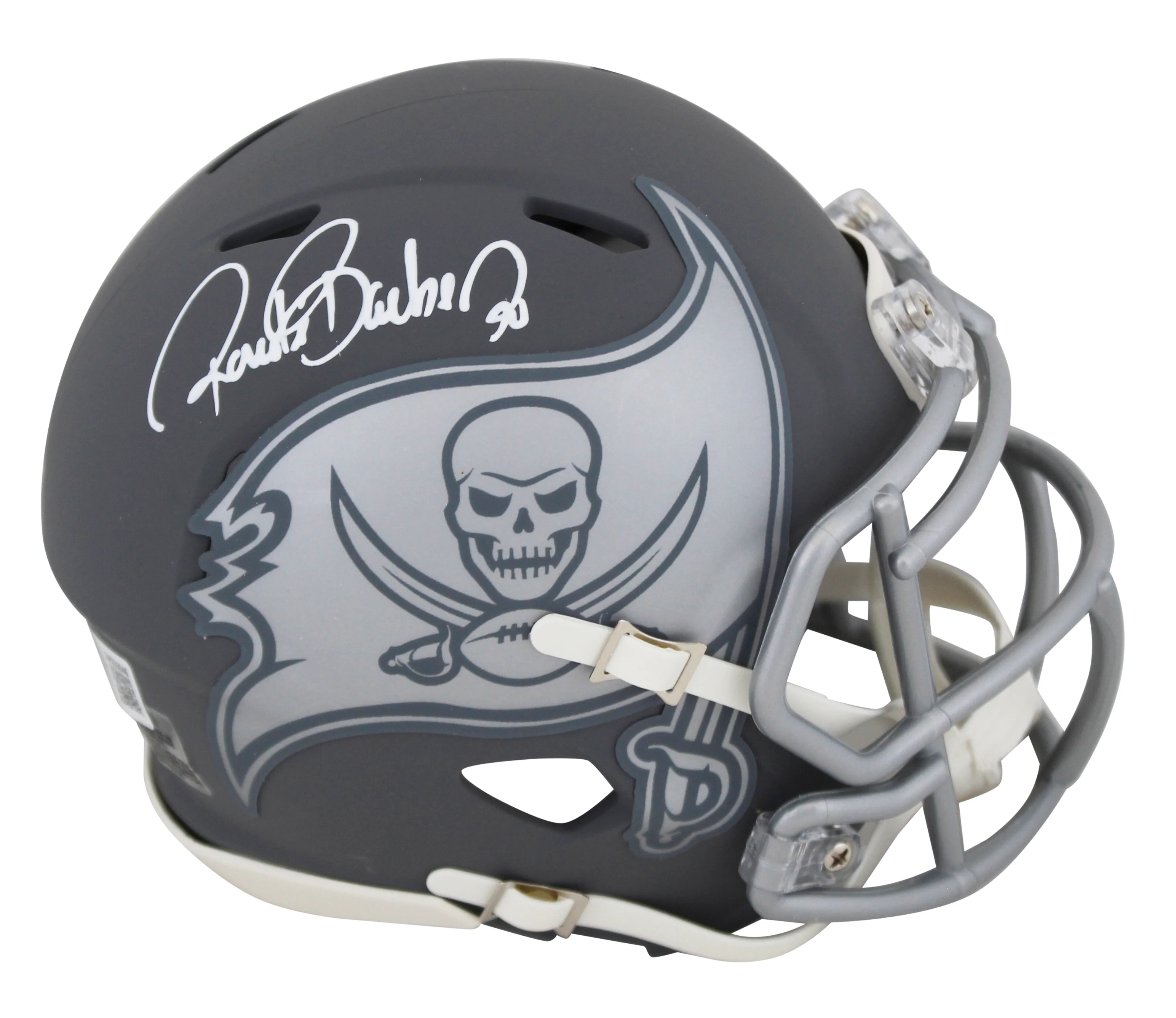 Buccaneers Ronde Barber Authentic Signed Slate Speed Mini Helmet BAS Witnessed - Image 2
