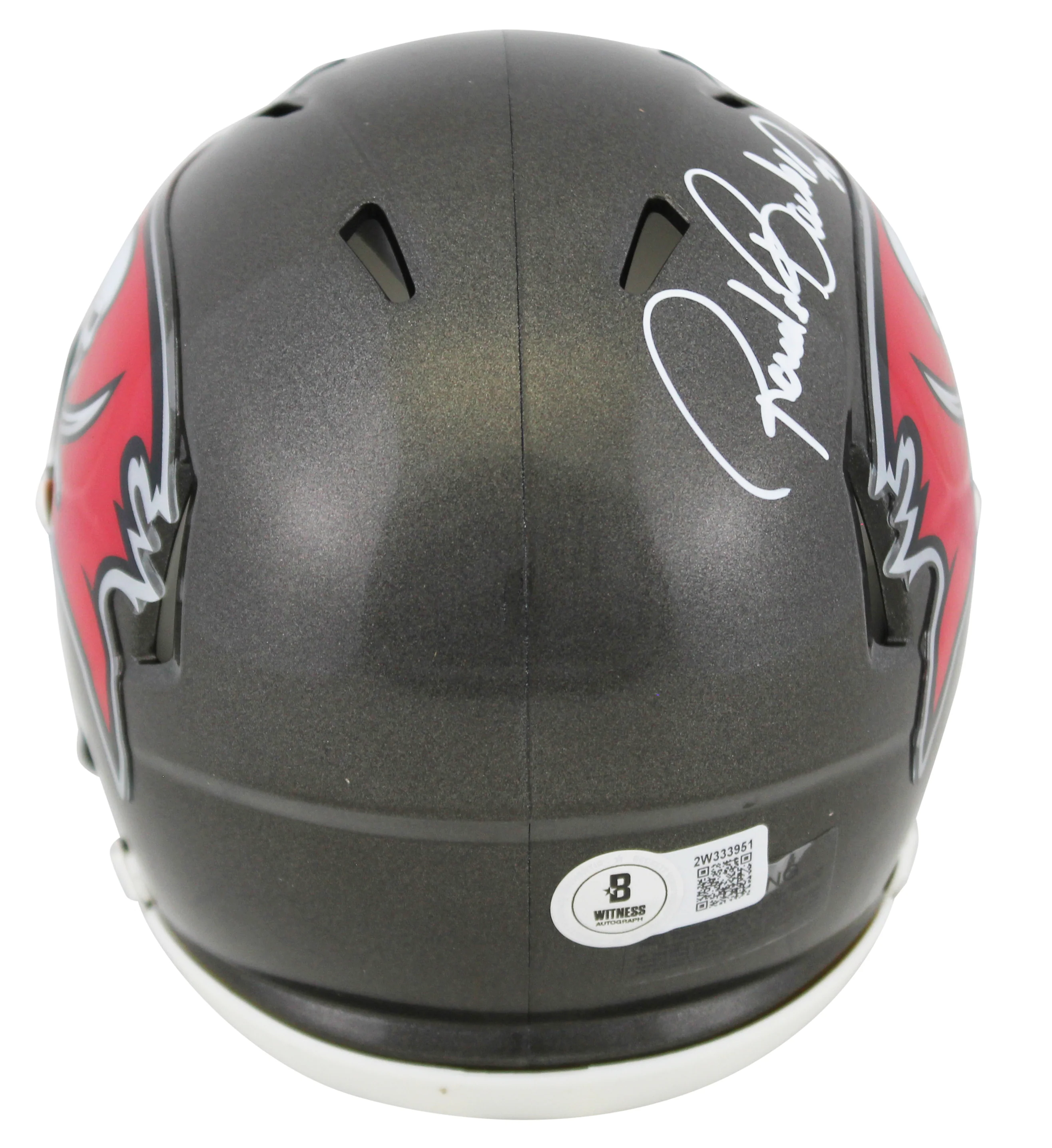Buccaneers Ronde Barber Authentic Signed Speed Mini Helmet w/ Case BAS Witnessed - Image 4