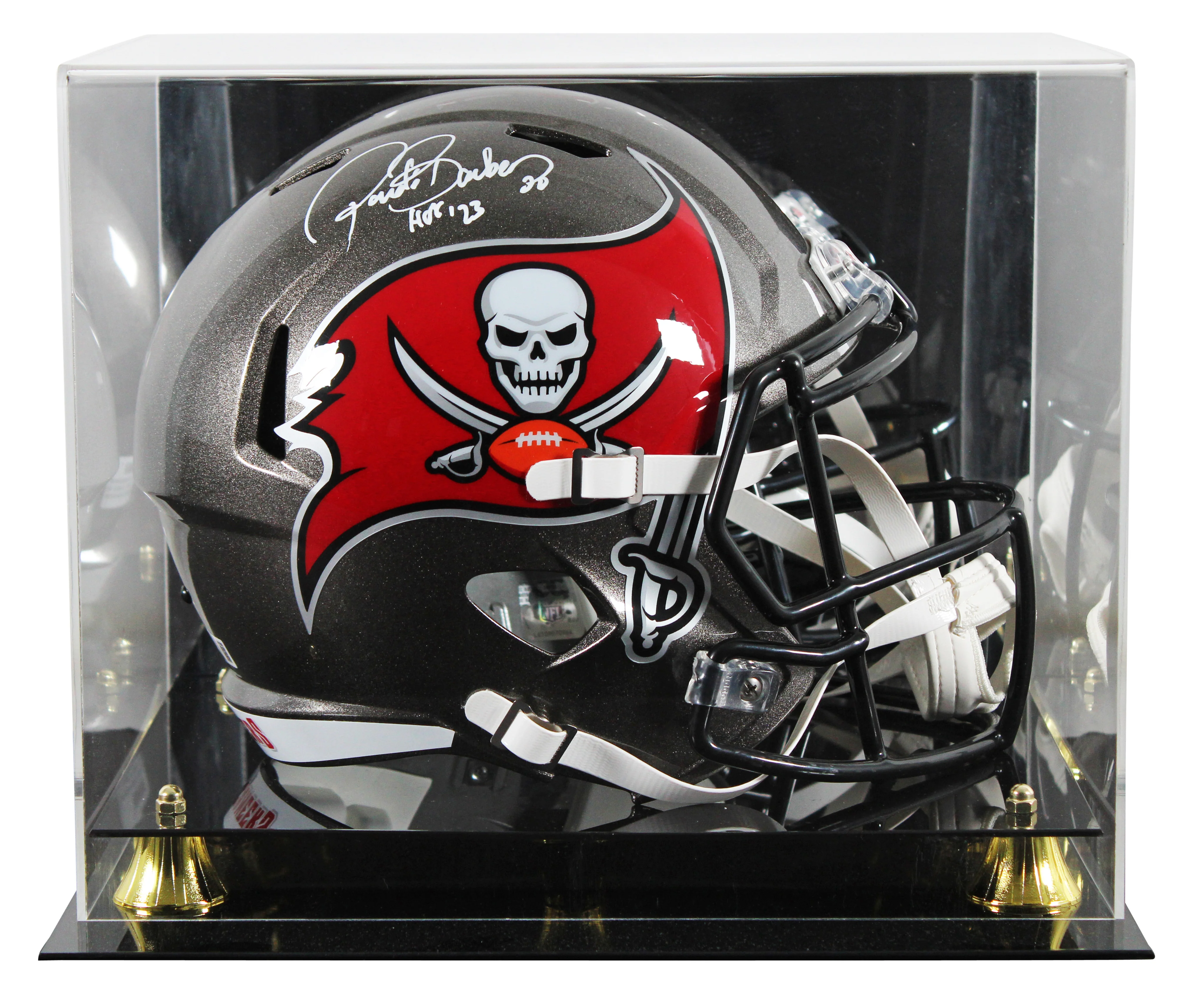 Buccaneers Ronde Barber "HOF 2023" Signed F/S Speed Rep Helmet W/ Case BAS Wit - Image 2