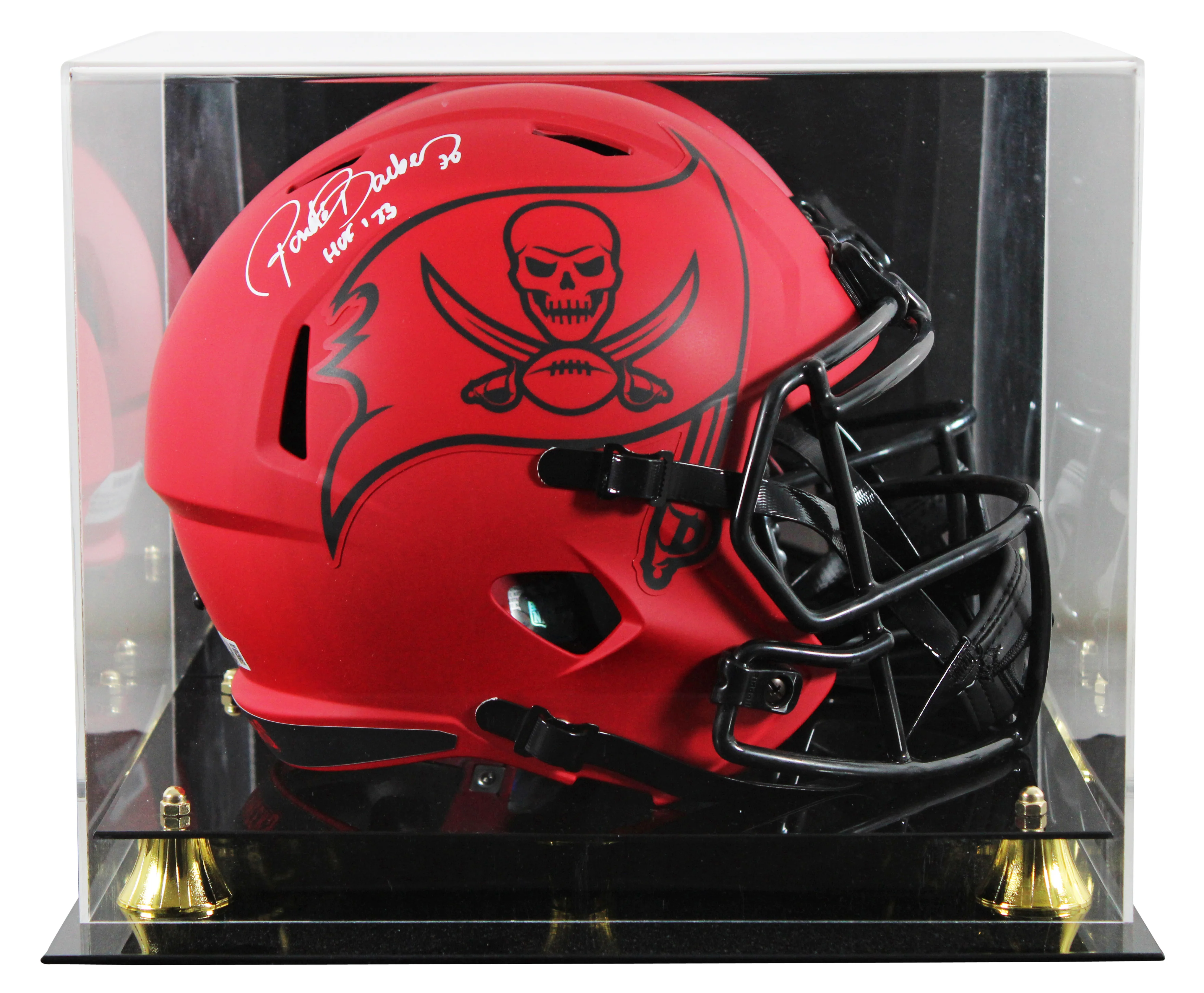 Buccaneers Ronde Barber "HOF 23" Signed Rave F/S Speed Rep Helmet W/ Case BAS W - Image 2