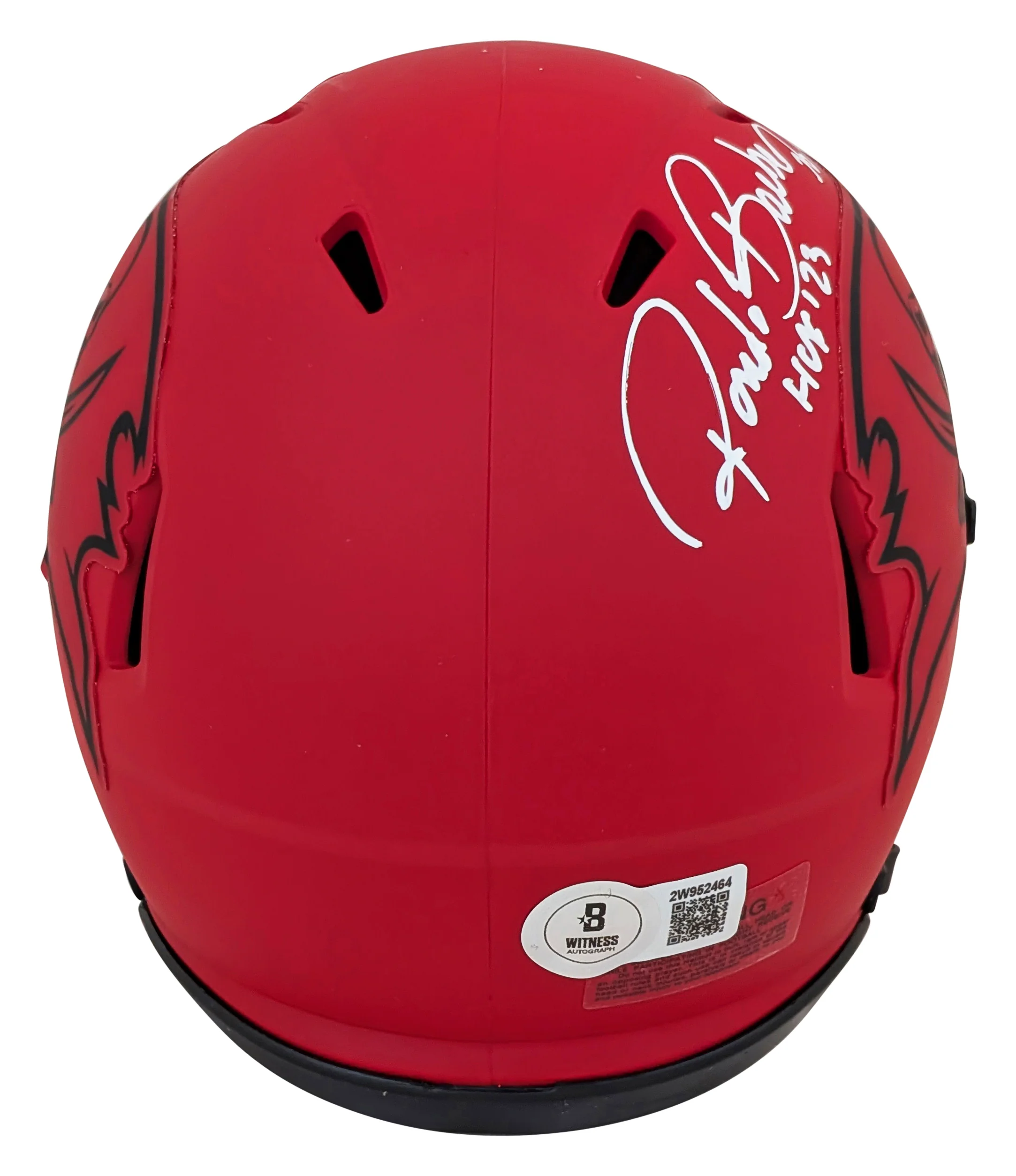 Buccaneers Ronde Barber "HOF 23" Signed Rave Speed Mini Helmet BAS Witnessed - Image 3