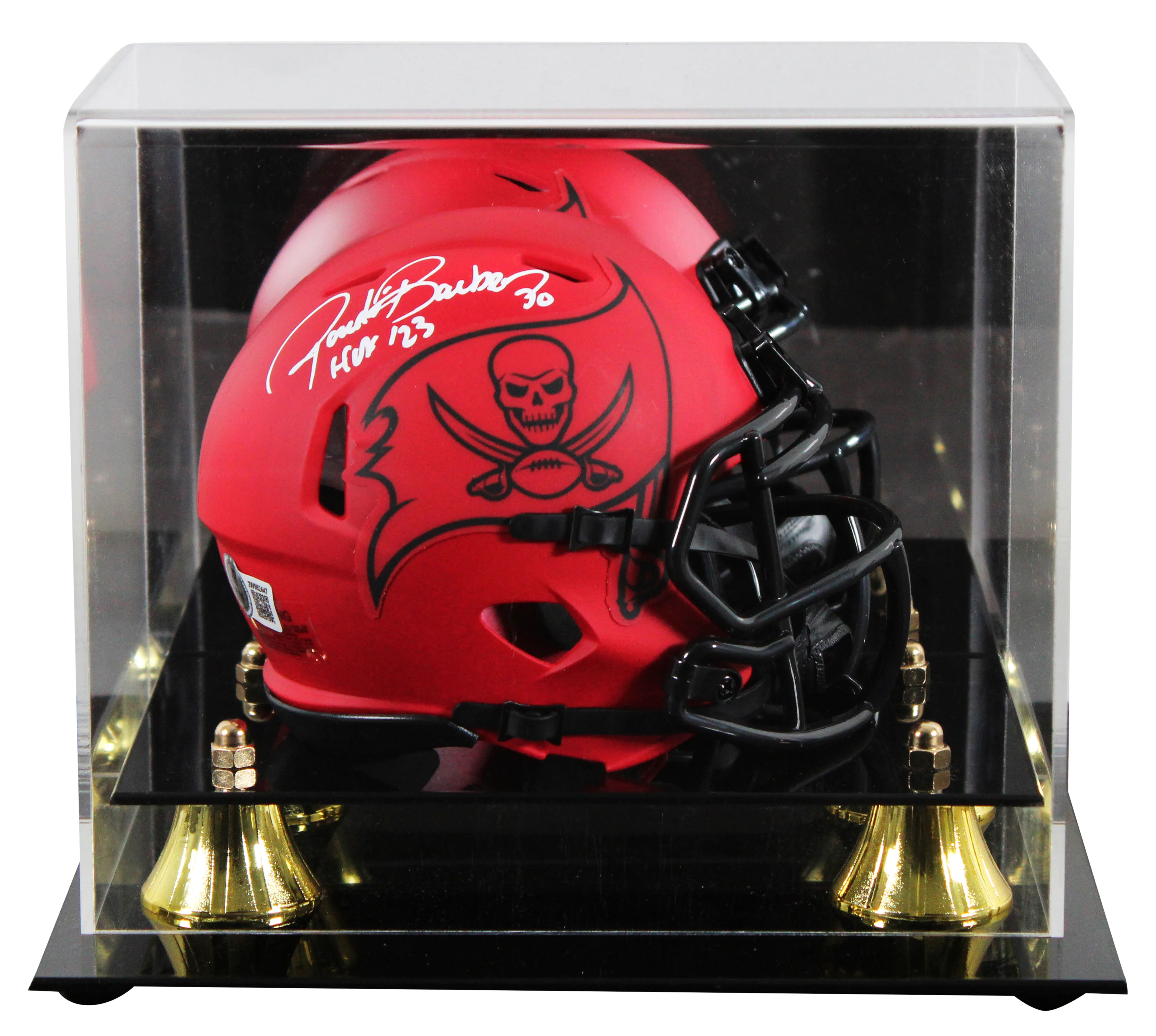 Buccaneers Ronde Barber "HOF 23" Signed Rave Speed Mini Helmet W/ Case BAS Wit - Image 2