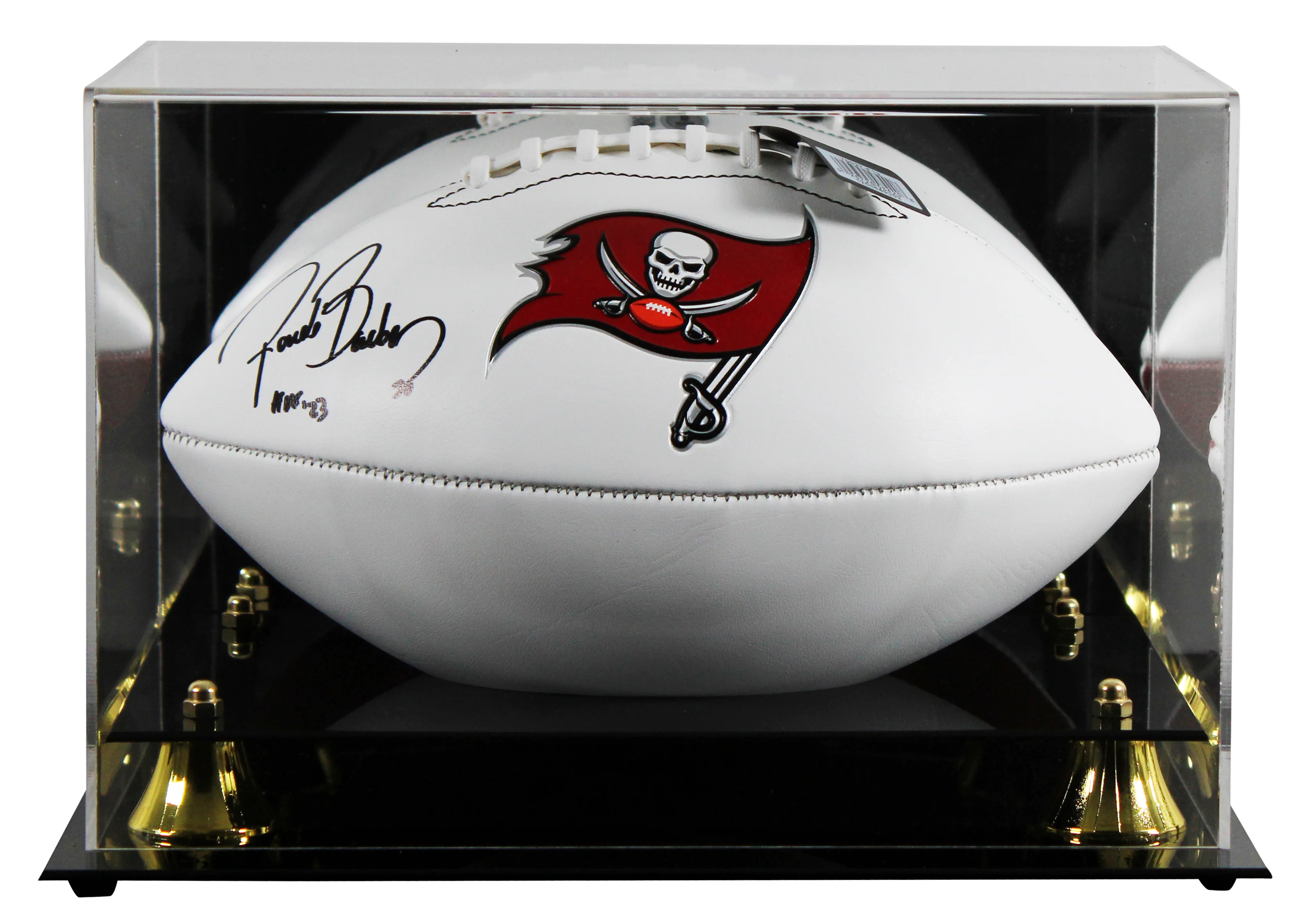 Buccaneers Ronde Barber "HOF 23" Signed White Panel Football W/ Case BAS Witness - Image 2