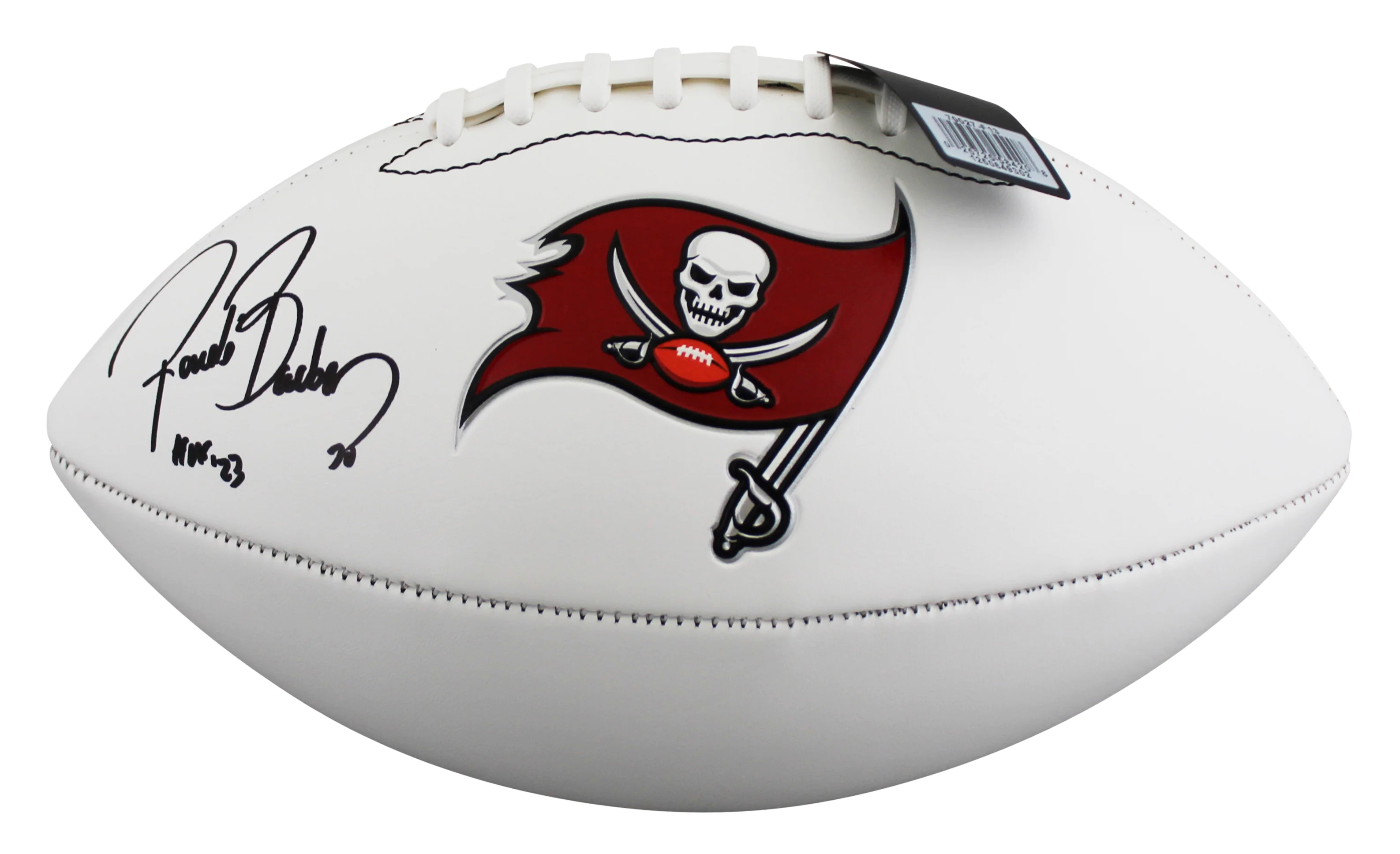 Buccaneers Ronde Barber "HOF 23" Signed White Panel Football W/ Case BAS Witness - Image 4