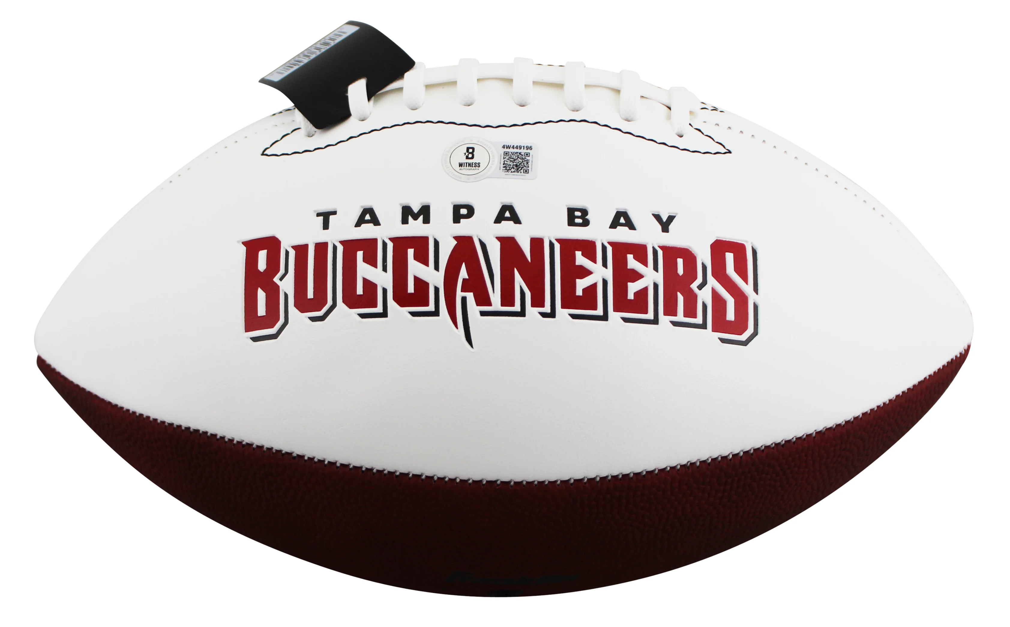 Buccaneers Ronde Barber "HOF 23" Signed White Panel Logo Football BAS Witnessed - Image 4