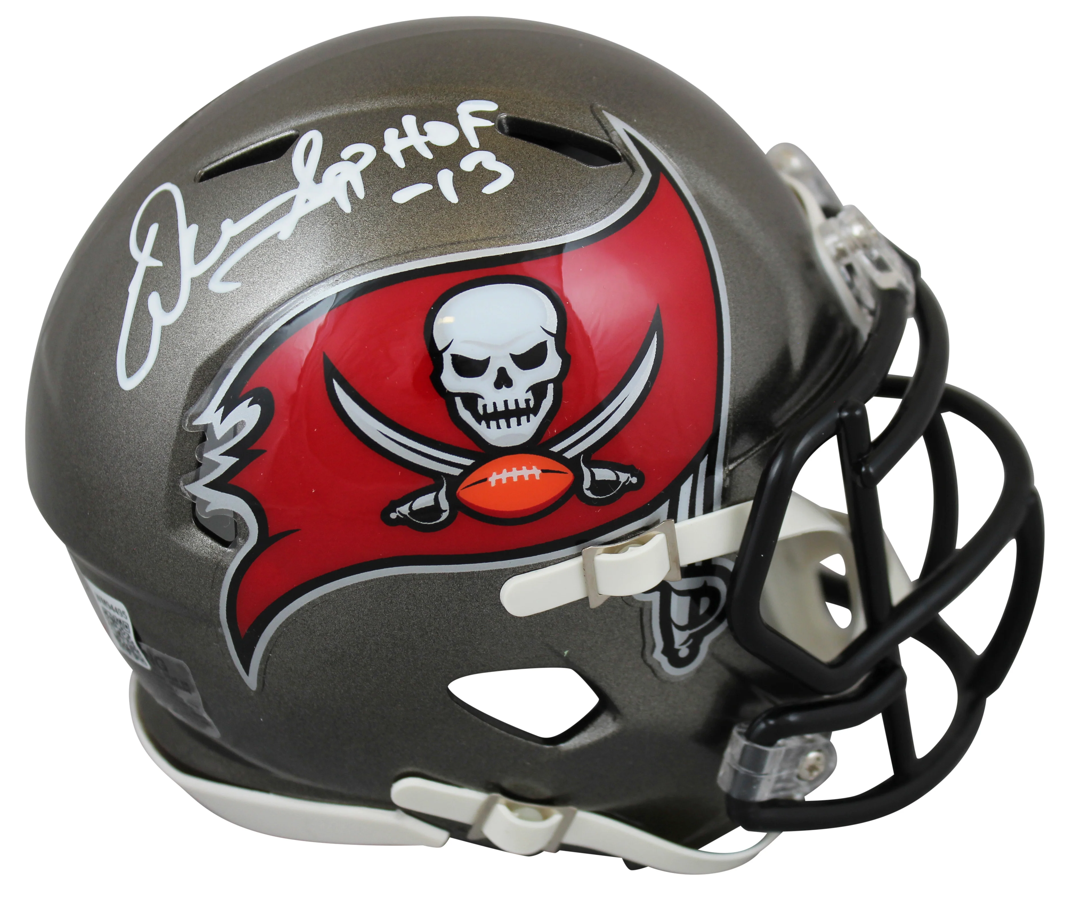 Buccaneers Warren Sapp "HOF 13" Authentic Signed Speed Mini Helmet BAS Witnessed - Image 2