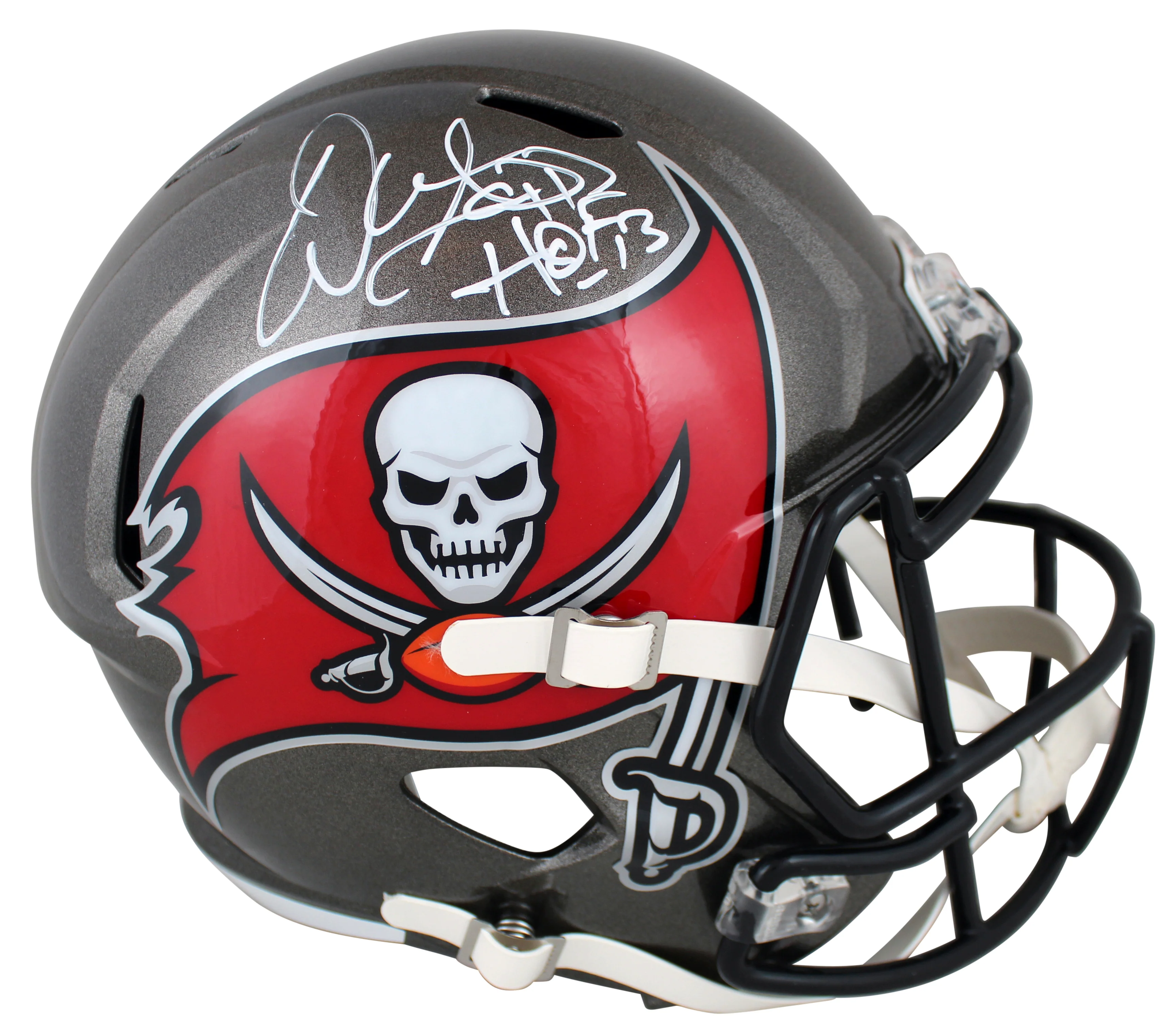 Buccaneers Warren Sapp HOF 13 Signed 2020 Full Size Speed Rep Helmet BAS Witness - Image 2