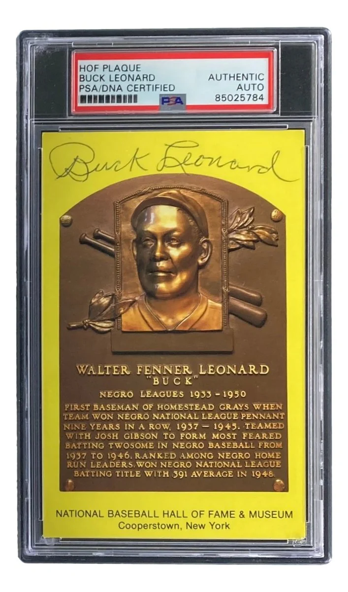 Buck Leonard Signed 4x6 Homestead Grays HOF Plaque Card PSA/DNA 85025784 - Image 4