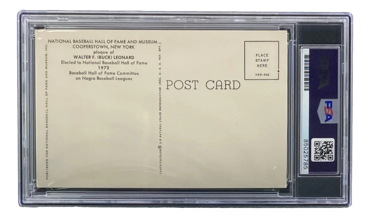 Buck Leonard Signed 4x6 Homestead Grays HOF Plaque Card PSA/DNA 85025785 - Image 2