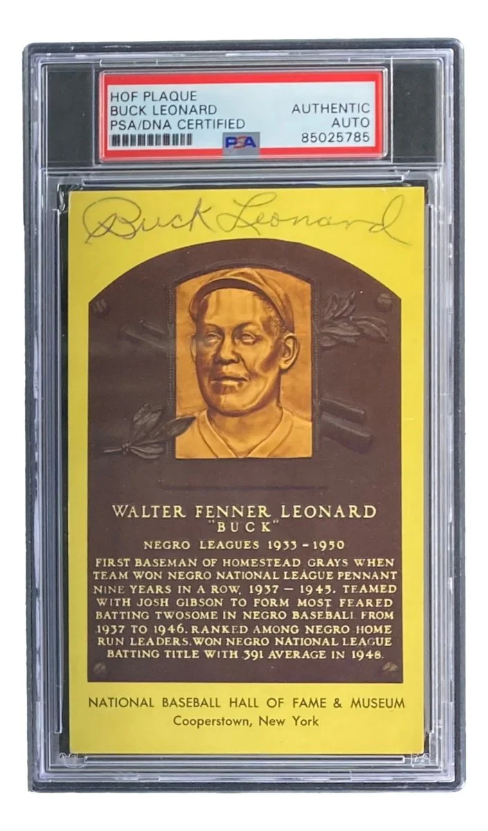 Buck Leonard Signed 4x6 Homestead Grays HOF Plaque Card PSA/DNA 85025785 - Image 3