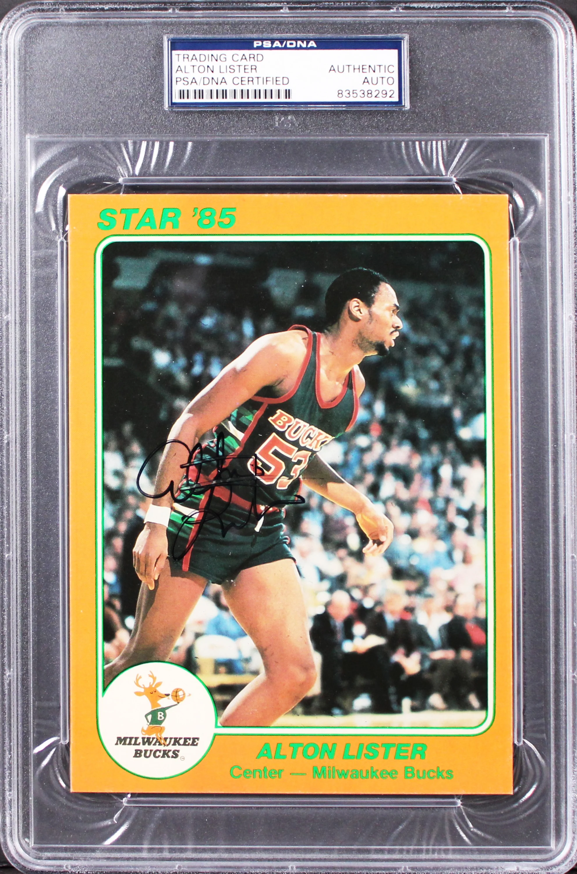 Bucks Alton Lister Signed 5x7 1985 Star NBA Court Kings #5 Card PSA/DNA Slabbed - Image 2