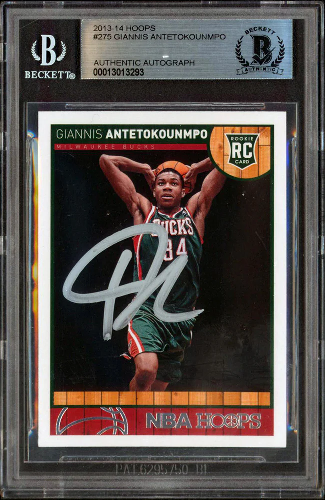 Bucks Giannis Antetokounmpo Signed 2013-14 Hoops #275 Rookie Card BAS Slab - Image 2