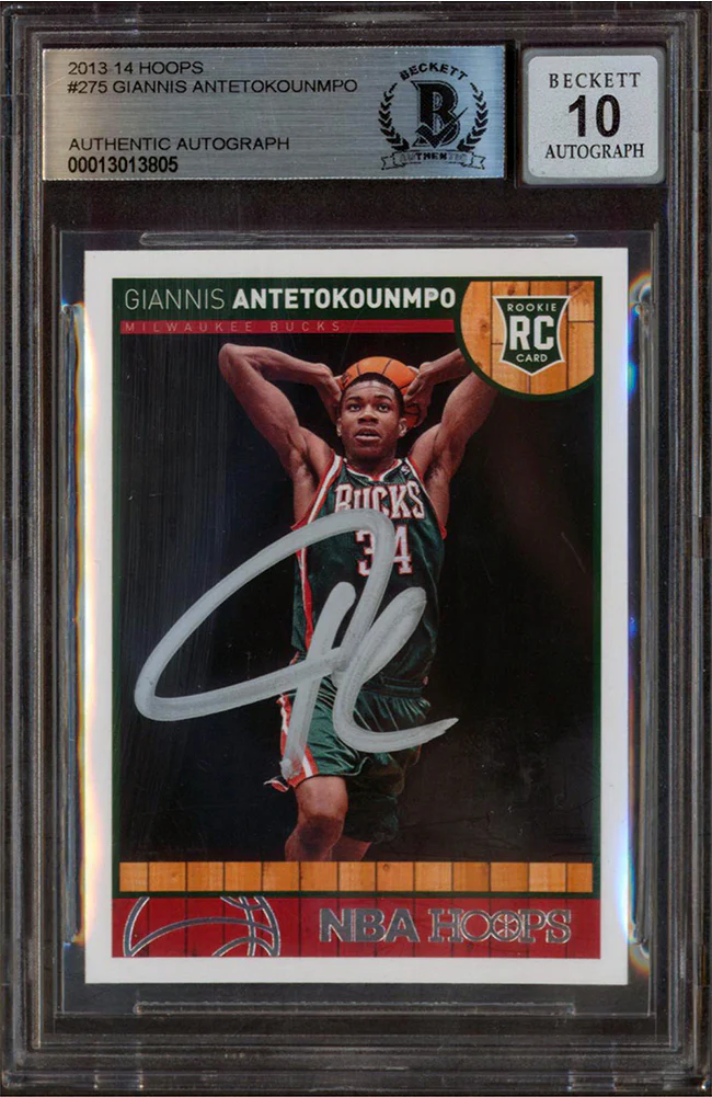 Bucks Giannis Antetokounmpo Signed 2013 Hoops #275 RC Auto Mint 10! BAS Slabbed - Image 2