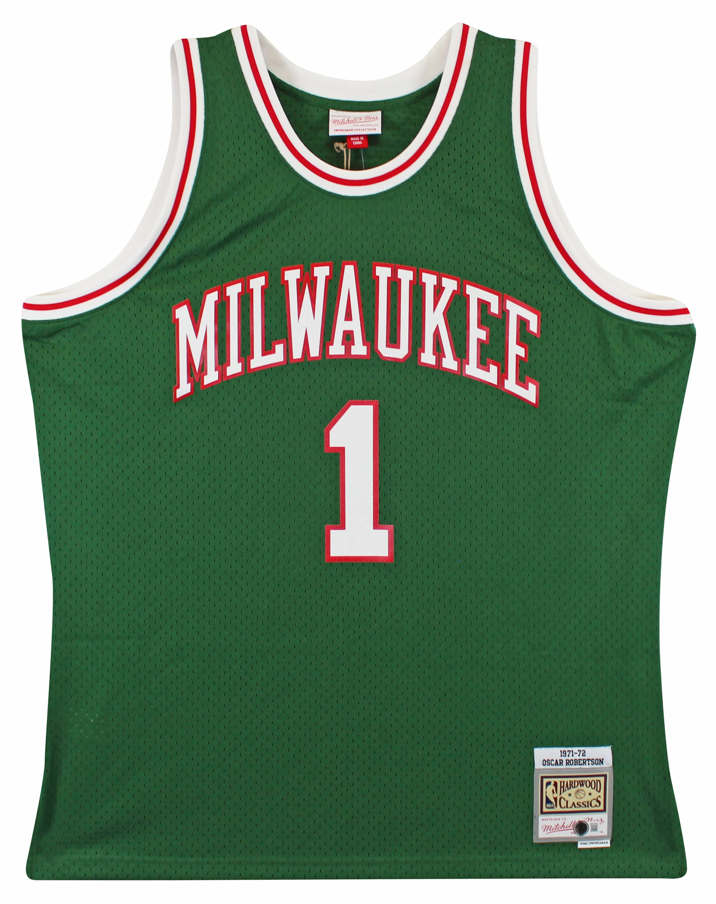 Bucks Oscar Robertson Signed 1970-71 Green M&N Swingman Jersey BAS Witnessed - Image 5