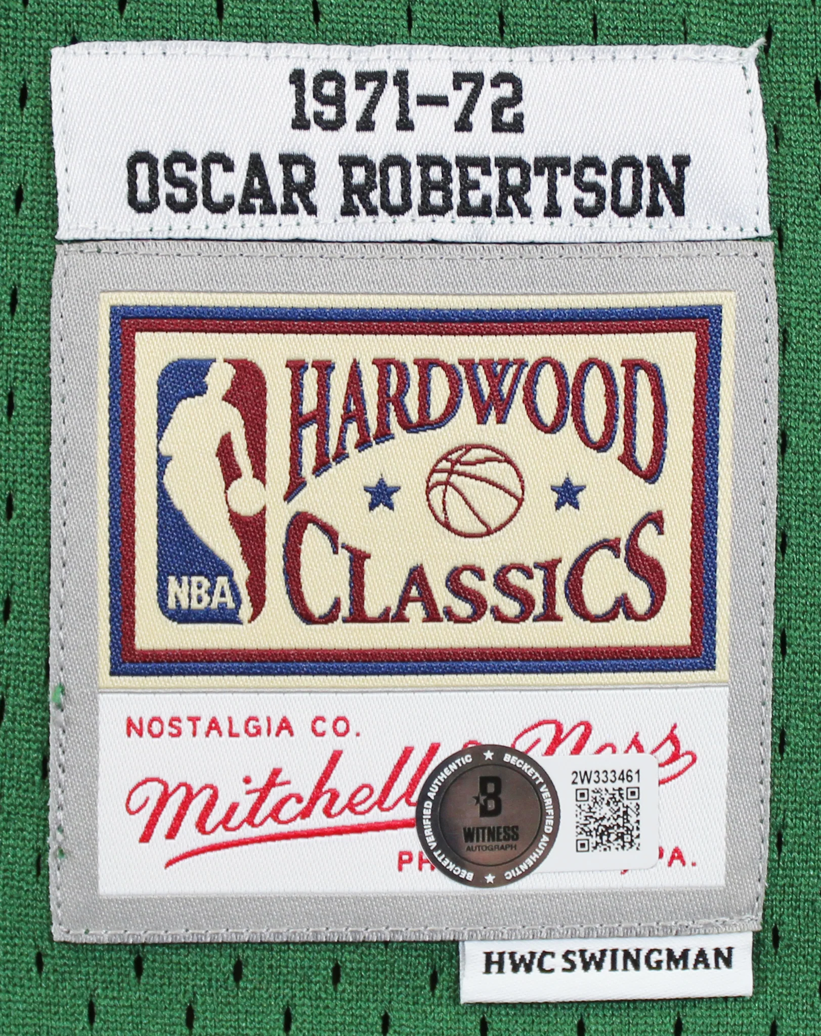 Bucks Oscar Robertson Signed 1970-71 Green M&N Swingman Jersey BAS Witnessed - Image 6