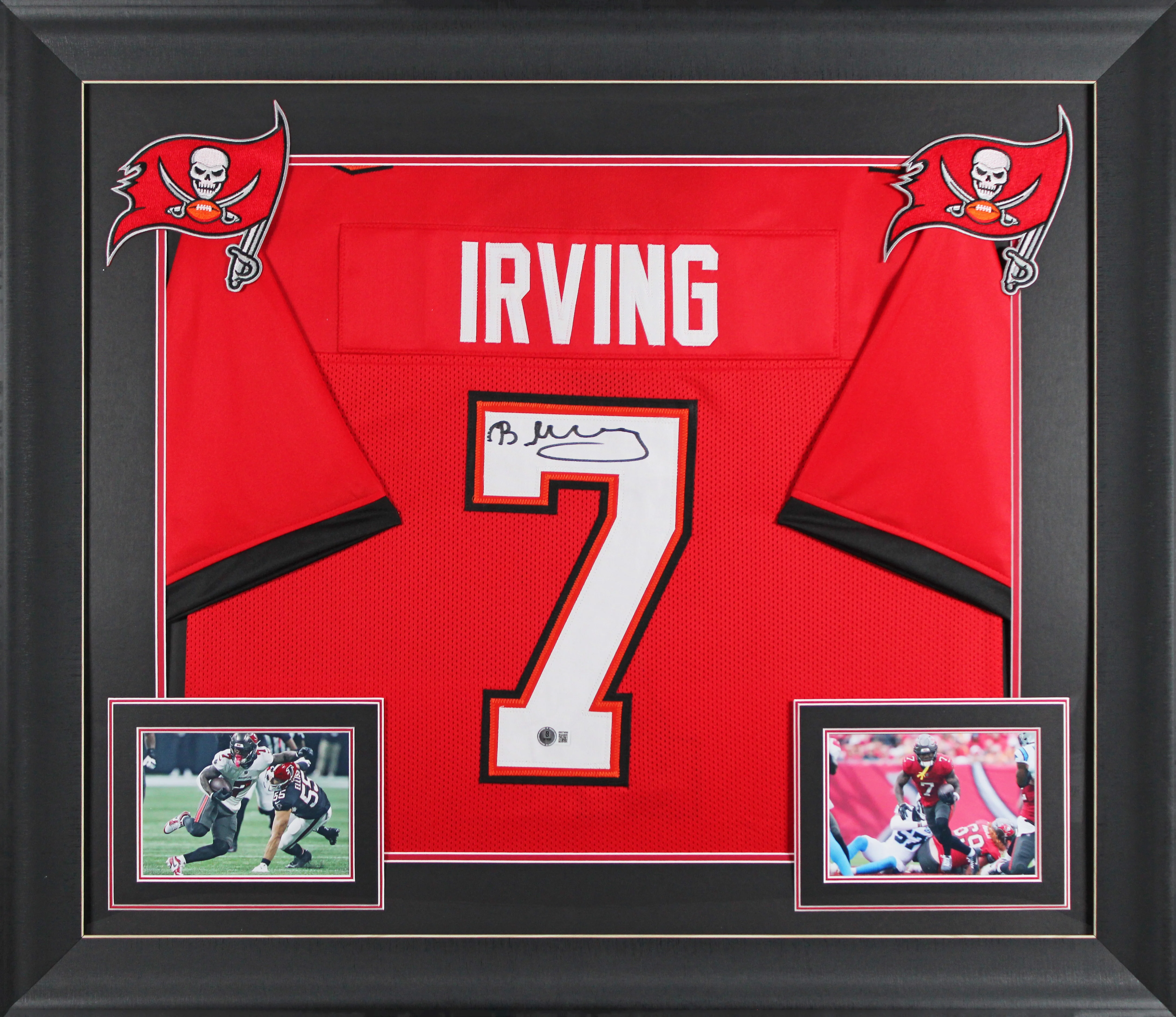 Bucky Irving Authentic Signed Red Pro Style Framed Jersey BAS Witnessed 2