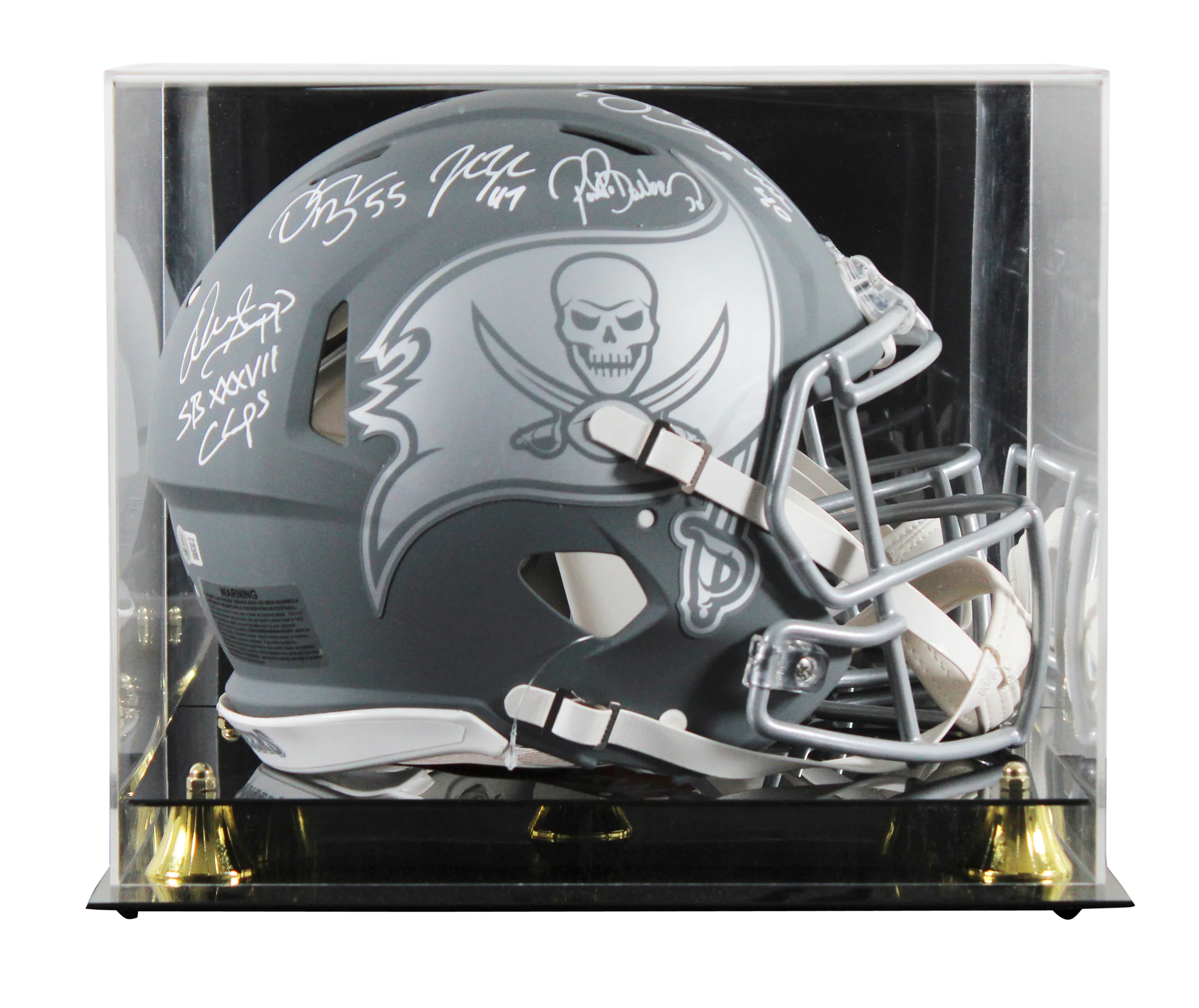 Bucs (5) Lynch, Barber +3 Signed Slate F/S Speed Proline Helmet W/ Case BAS Wit - Image 2