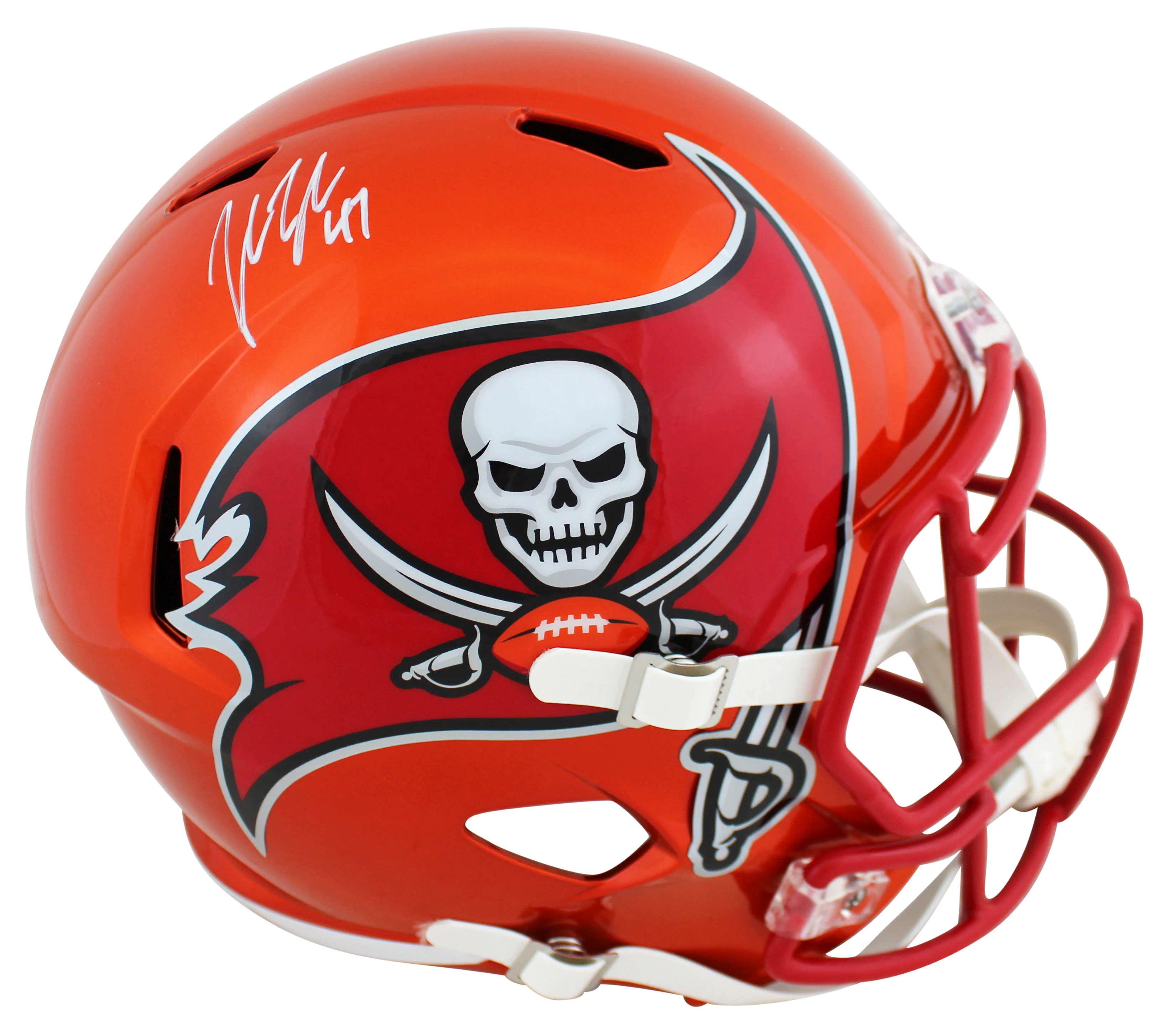 Bucs John Lynch Authentic Signed Flash Full Size Speed Rep Helmet w/ Case BAS W - Image 3
