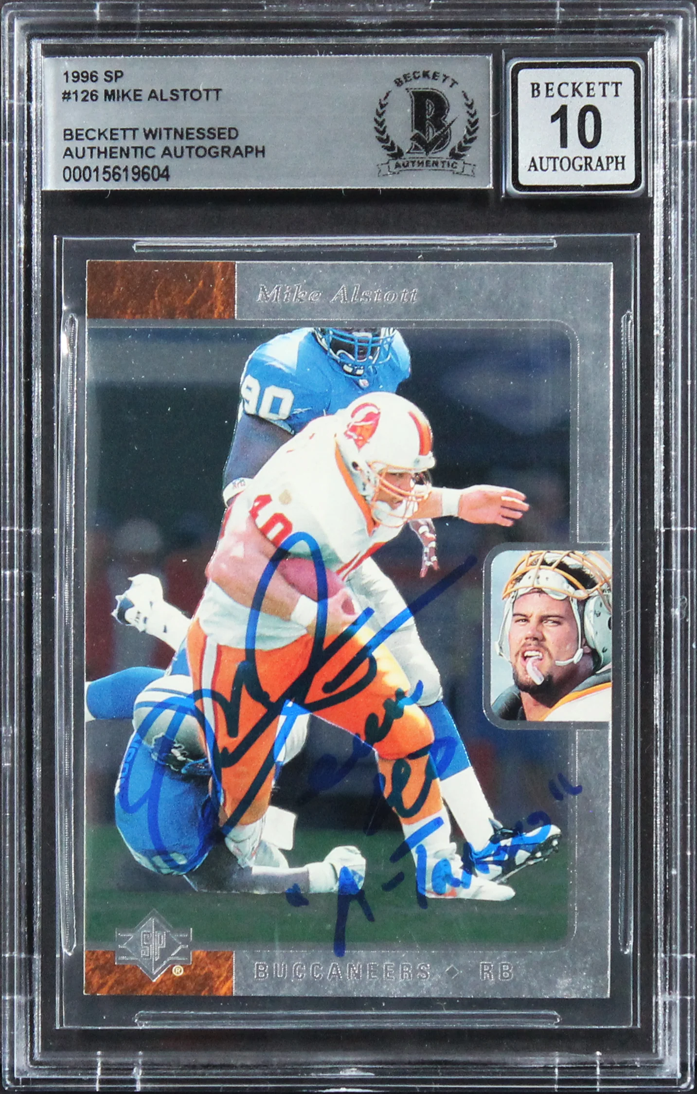 Bucs Mike Alstott "A-Train" Signed 1996 SP #126 Rookie Card Auto 10! BAS Slabbed - Image 2