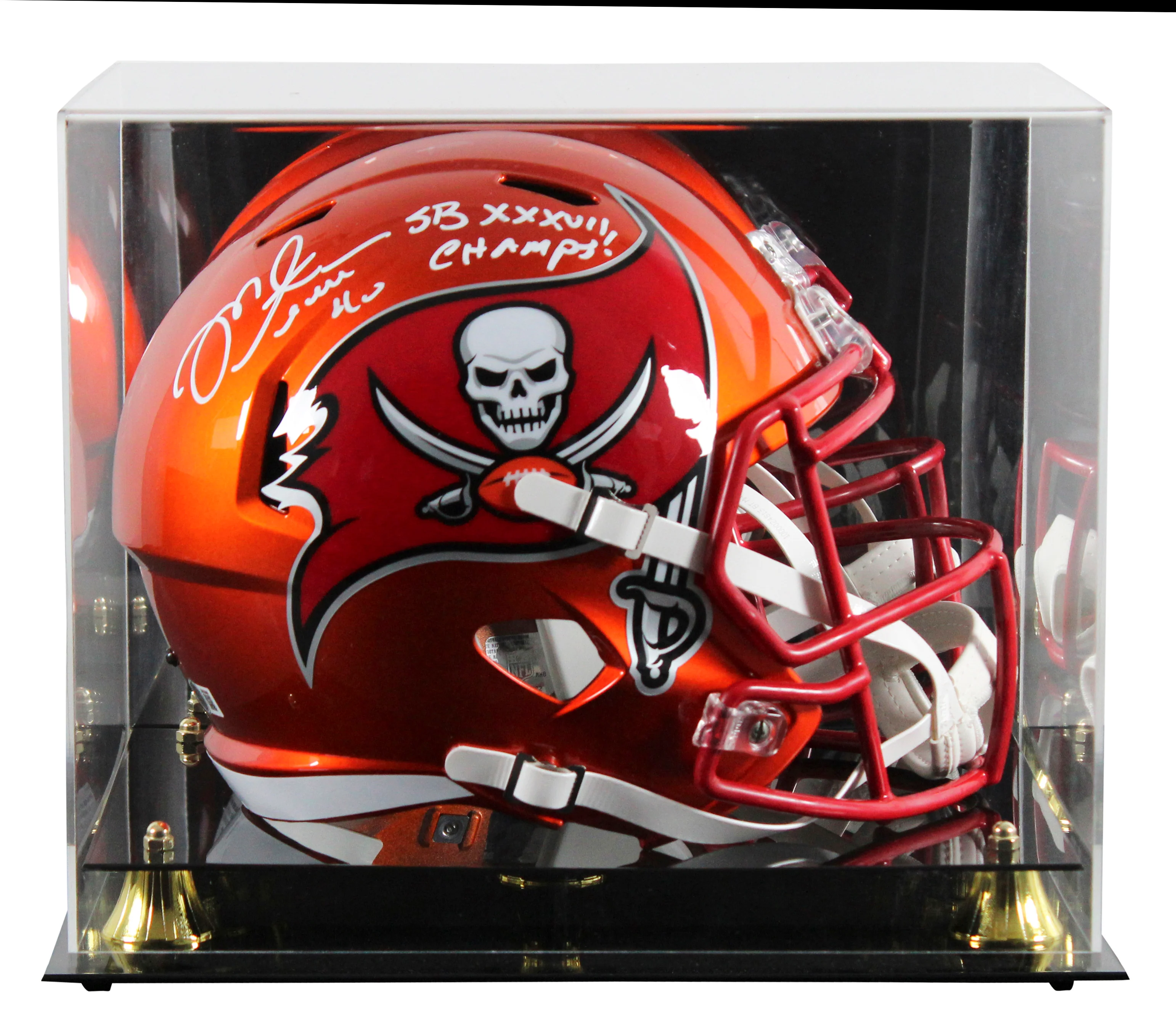 Bucs Mike Alstott "SB Champs" Signed Flash F/S Speed Rep Helmet W/ Case BAS Wit - Image 2