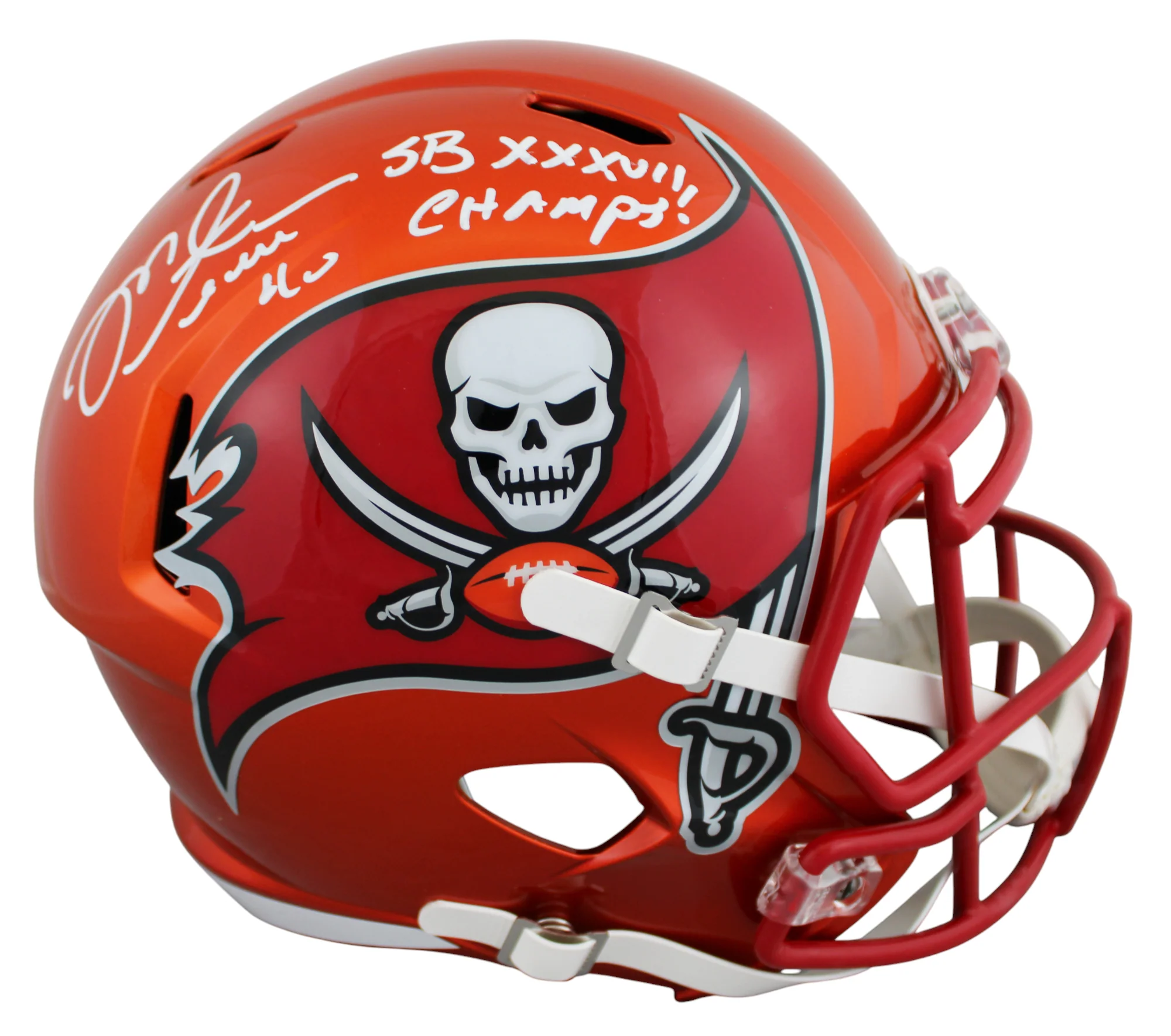 Bucs Mike Alstott "SB Champs" Signed Flash F/S Speed Rep Helmet W/ Case BAS Wit - Image 3