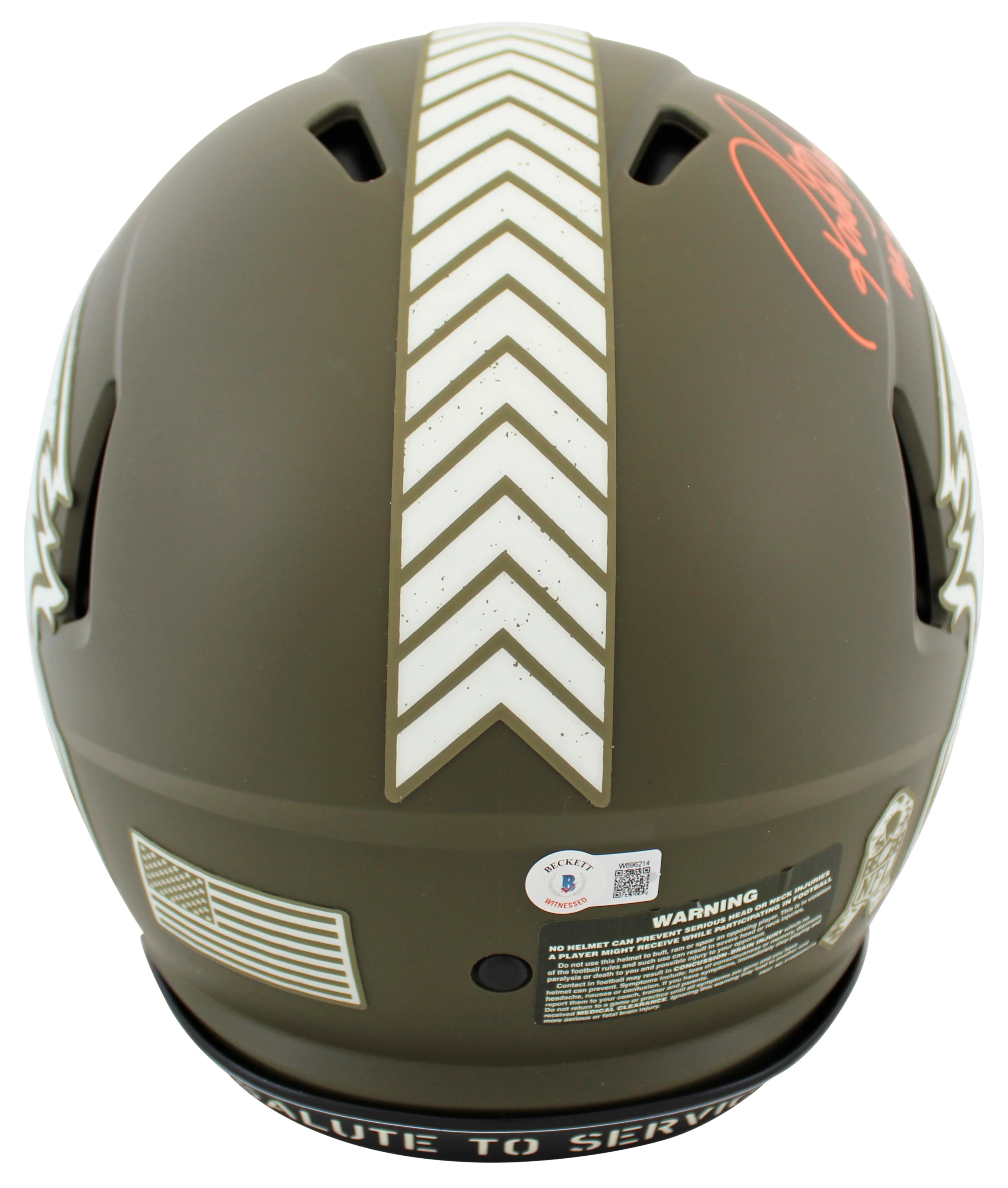 Bucs Ronde Barber HOF 23 Signed Salute To Service F/S Speed Proline Helmet BAS W - Image 3