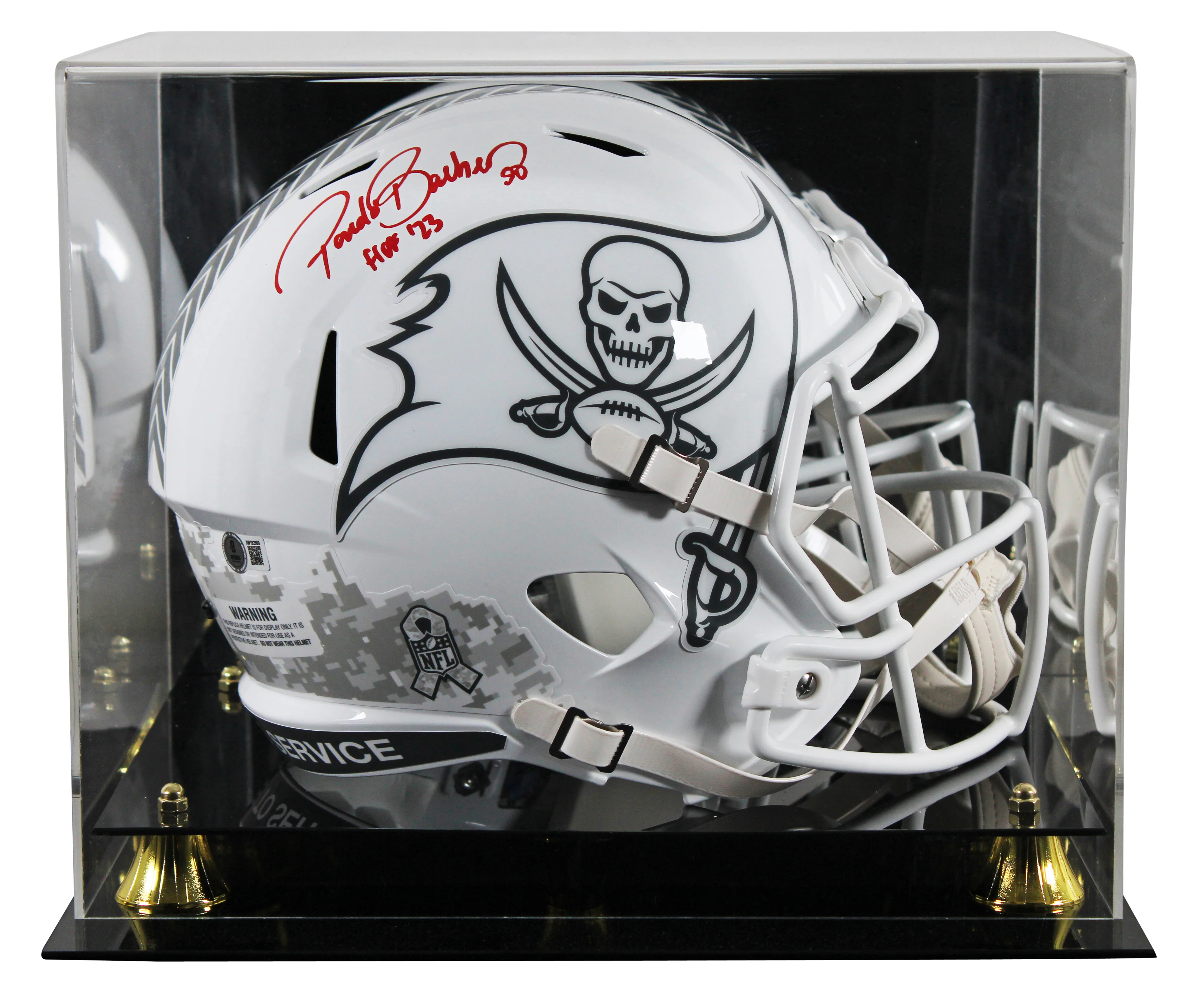 Bucs Ronde Barber "HOF 23" Signed STS III F/S Speed Rep Helmet W/ Case BAS Wit - Image 2