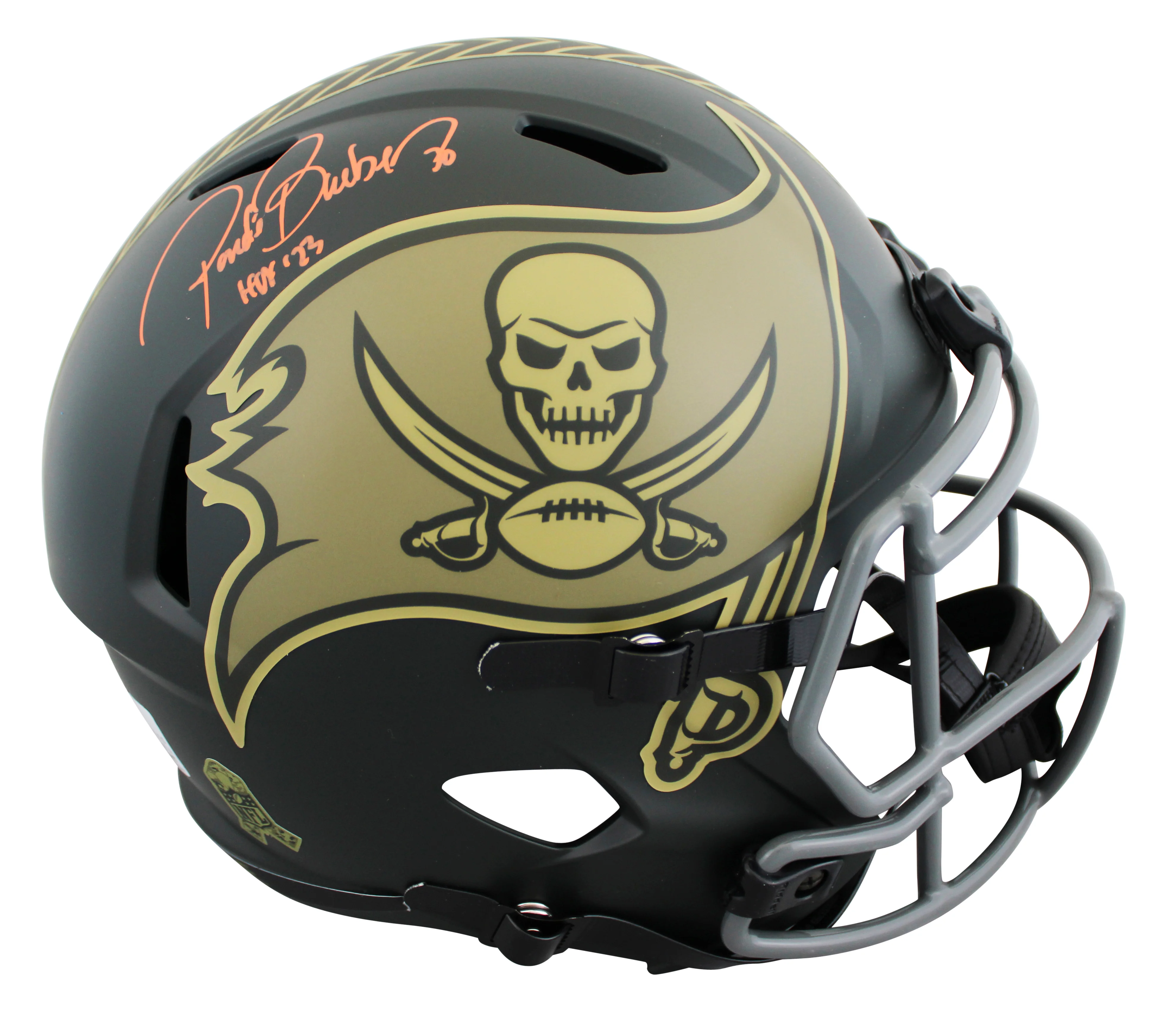 Bucs Ronde Barber "HOF 23" Signed STS IV Full Size Speed Rep Helmet W/ Case BAS - Image 3
