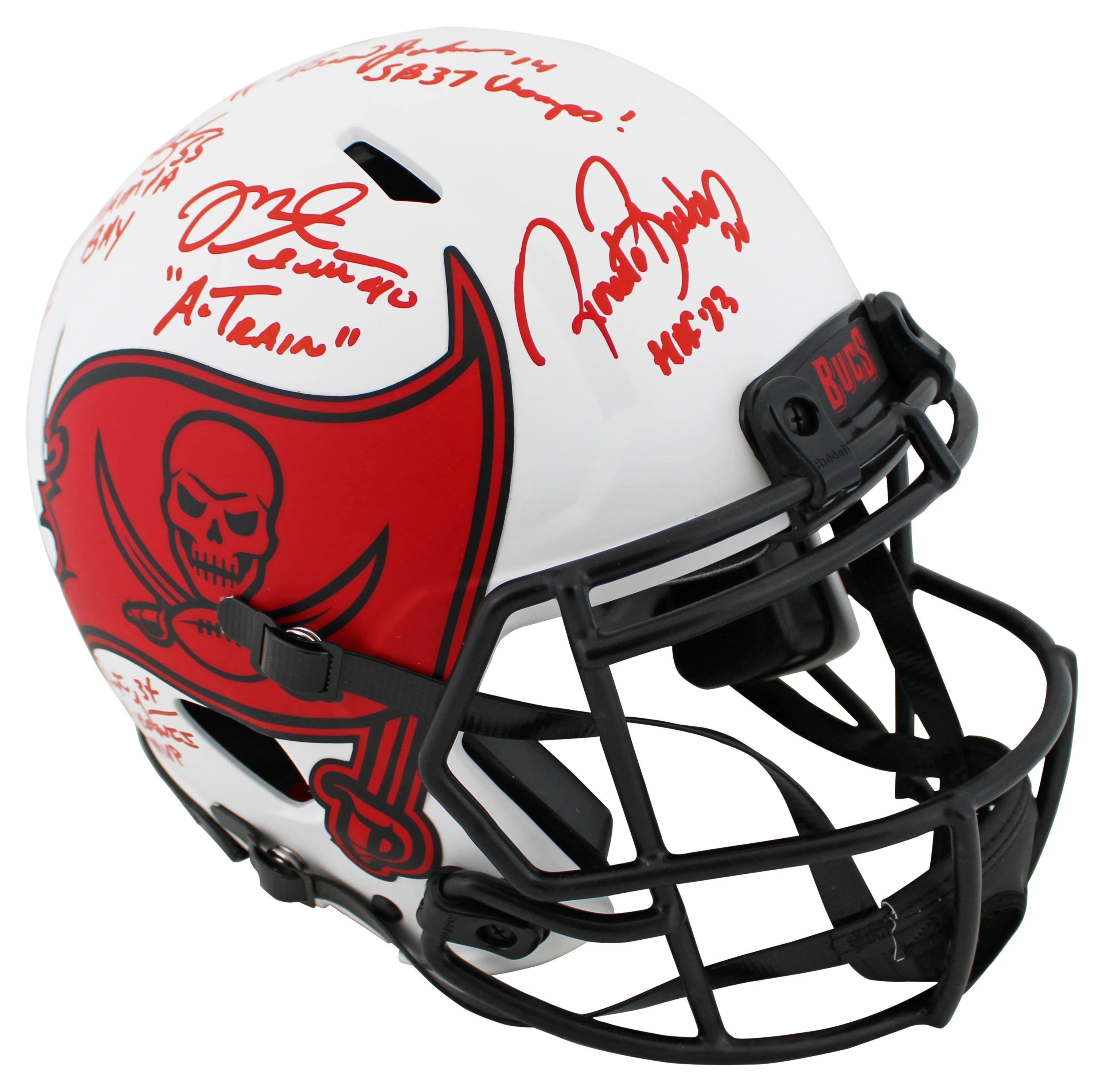 Bucs SB 37 Lynch, Sapp, Brooks +4 Signed Lunar F/S Speed Proline Helmet BAS Wit - Image 3