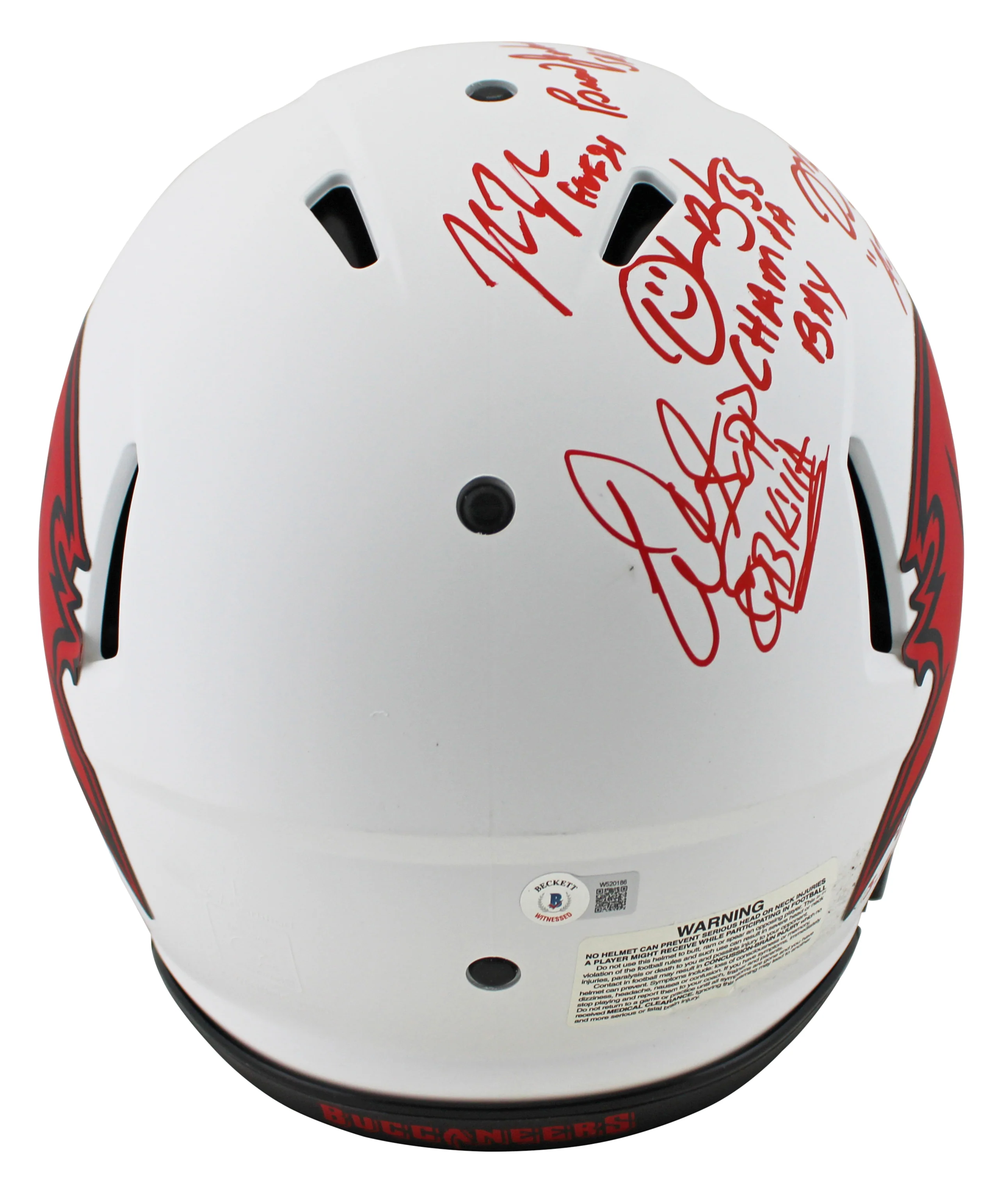Bucs SB 37 Lynch, Sapp, Brooks +4 Signed Lunar F/S Speed Proline Helmet BAS Wit - Image 5