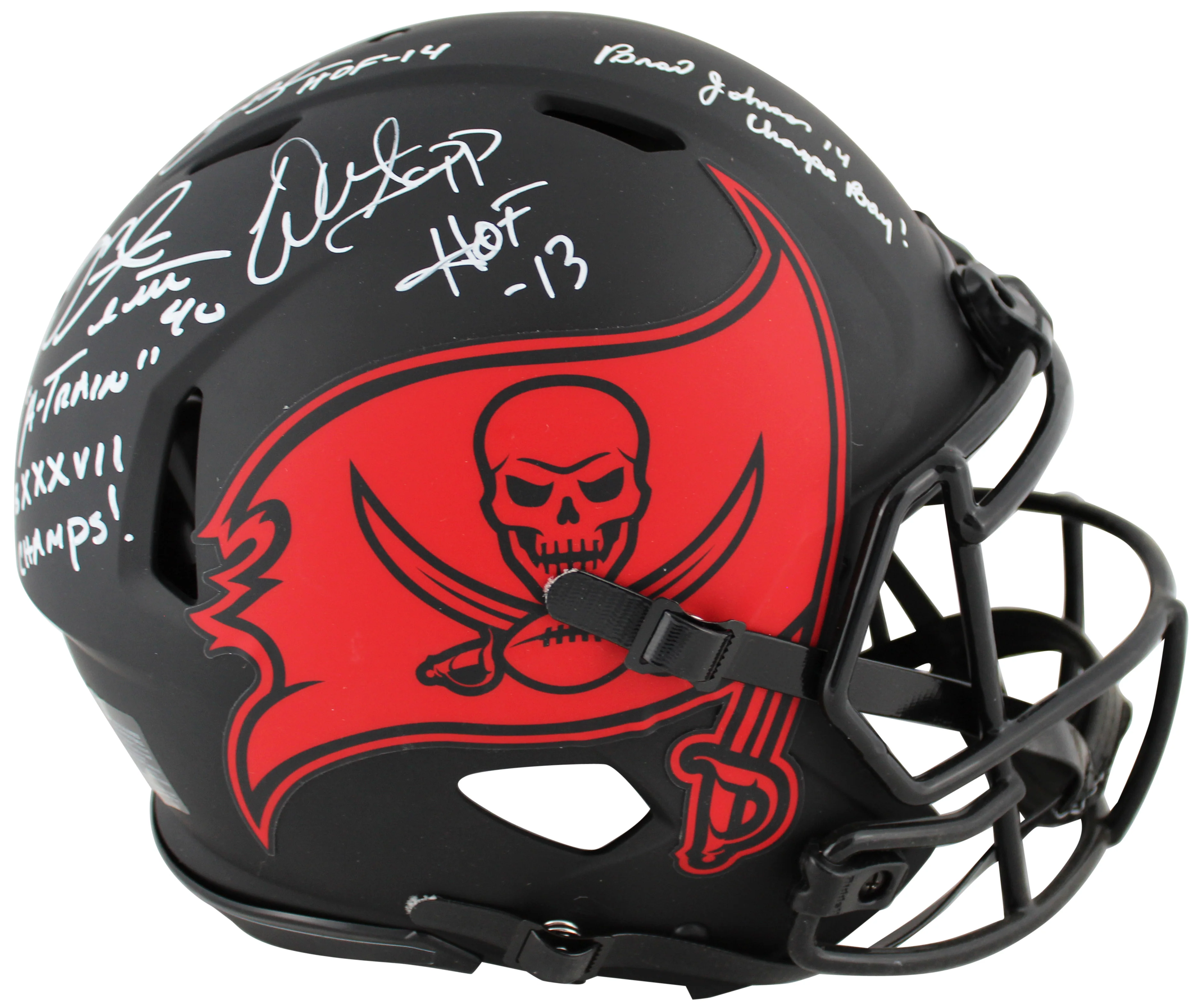 Bucs SB 37 Sapp, Brooks +2 Signed Eclipse F/S Speed Proline Helmet BAS Wit - Image 3
