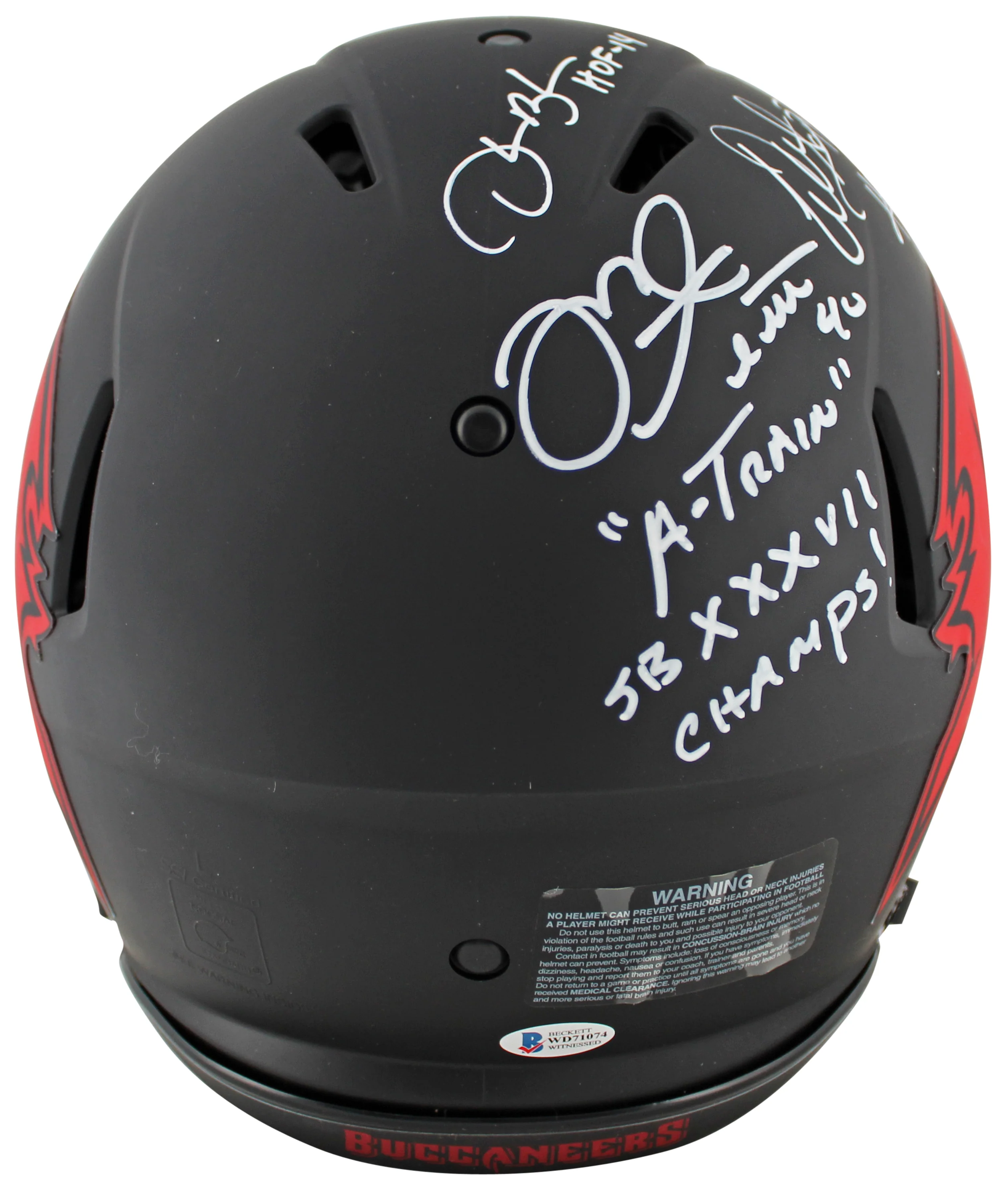 Bucs SB 37 Sapp, Brooks +2 Signed Eclipse F/S Speed Proline Helmet BAS Wit - Image 6
