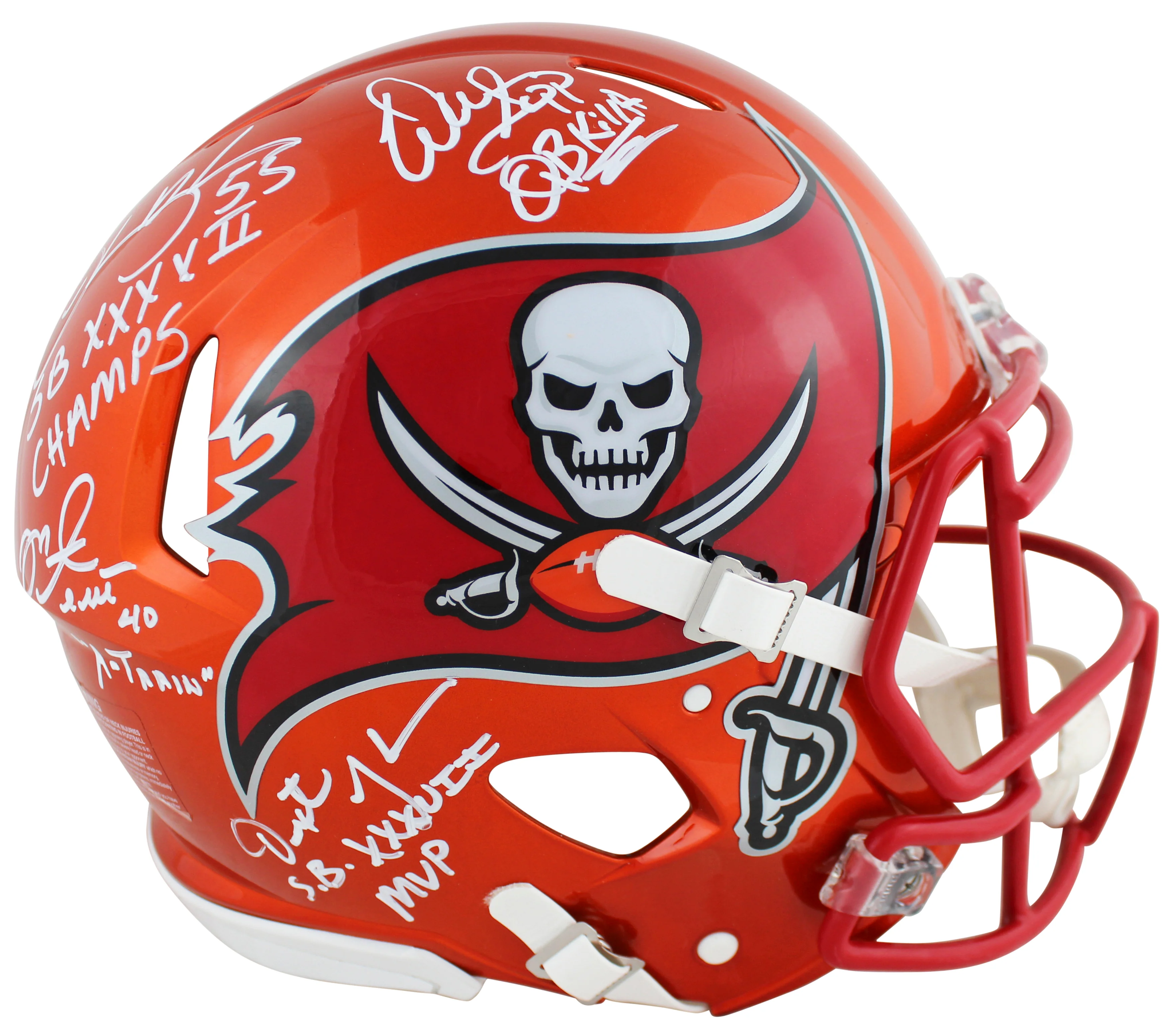 Bucs SB 37 Sapp, Brooks, Alstott +1 Signed Flash F/S Speed Proline Helmet BAS W - Image 2