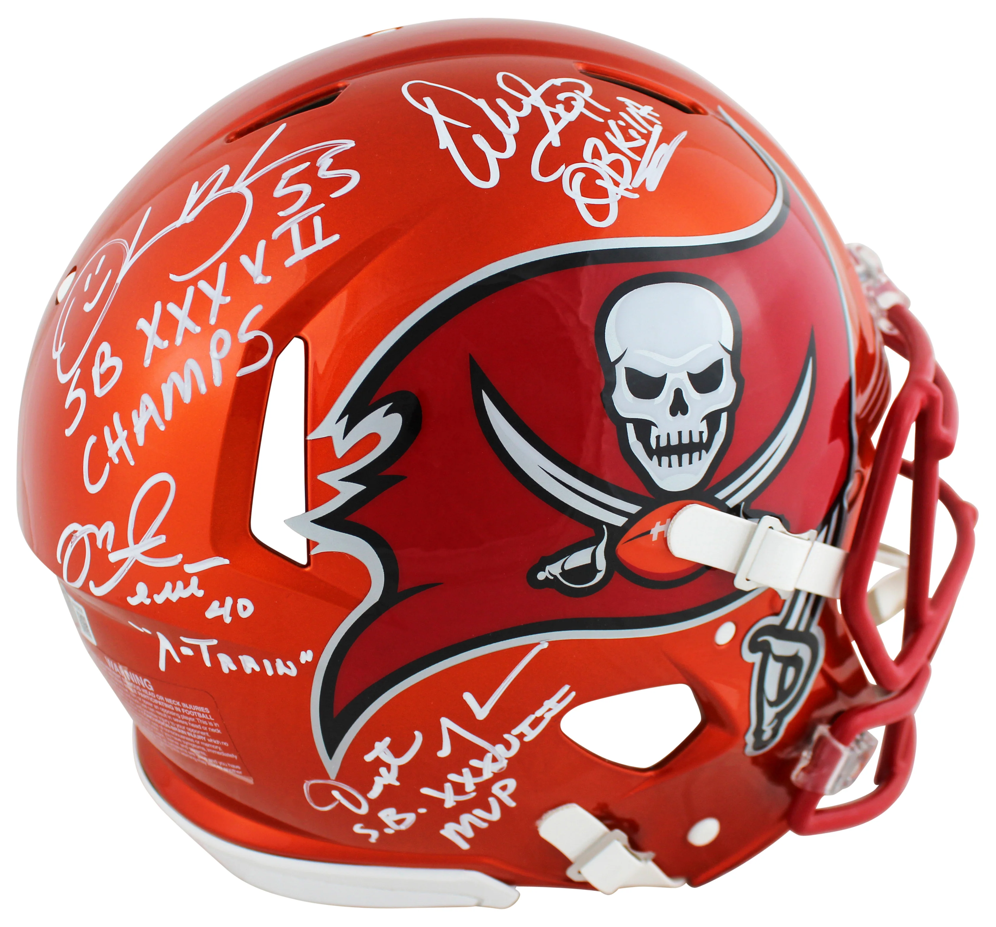 Bucs SB 37 Sapp, Brooks, Alstott +1 Signed Flash F/S Speed Proline Helmet BAS W - Image 3