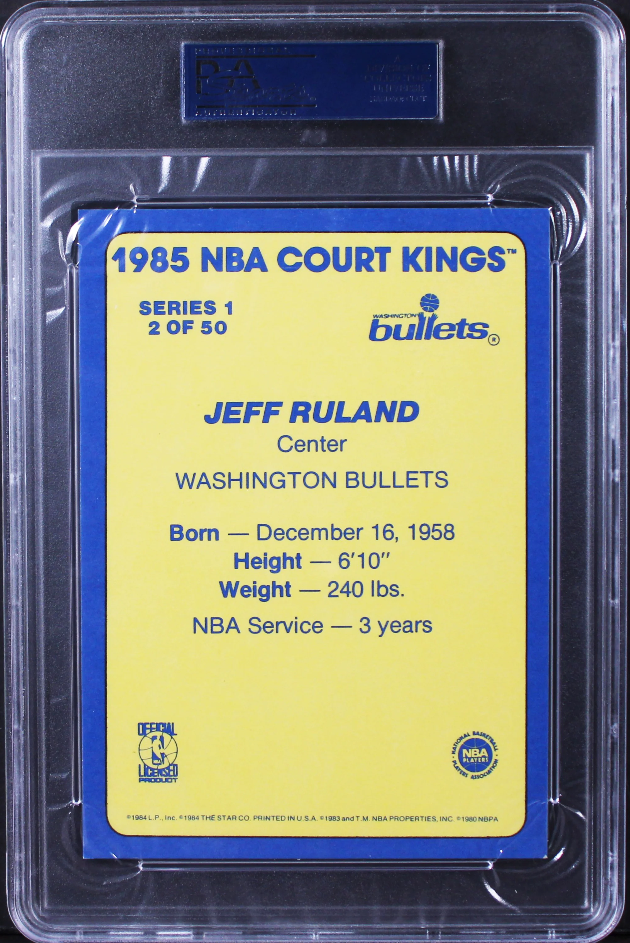 Bullets Jeff Ruland Authentic Signed 5x7 1985 Star #2 Card PSA/DNA Slabbed - Image 3