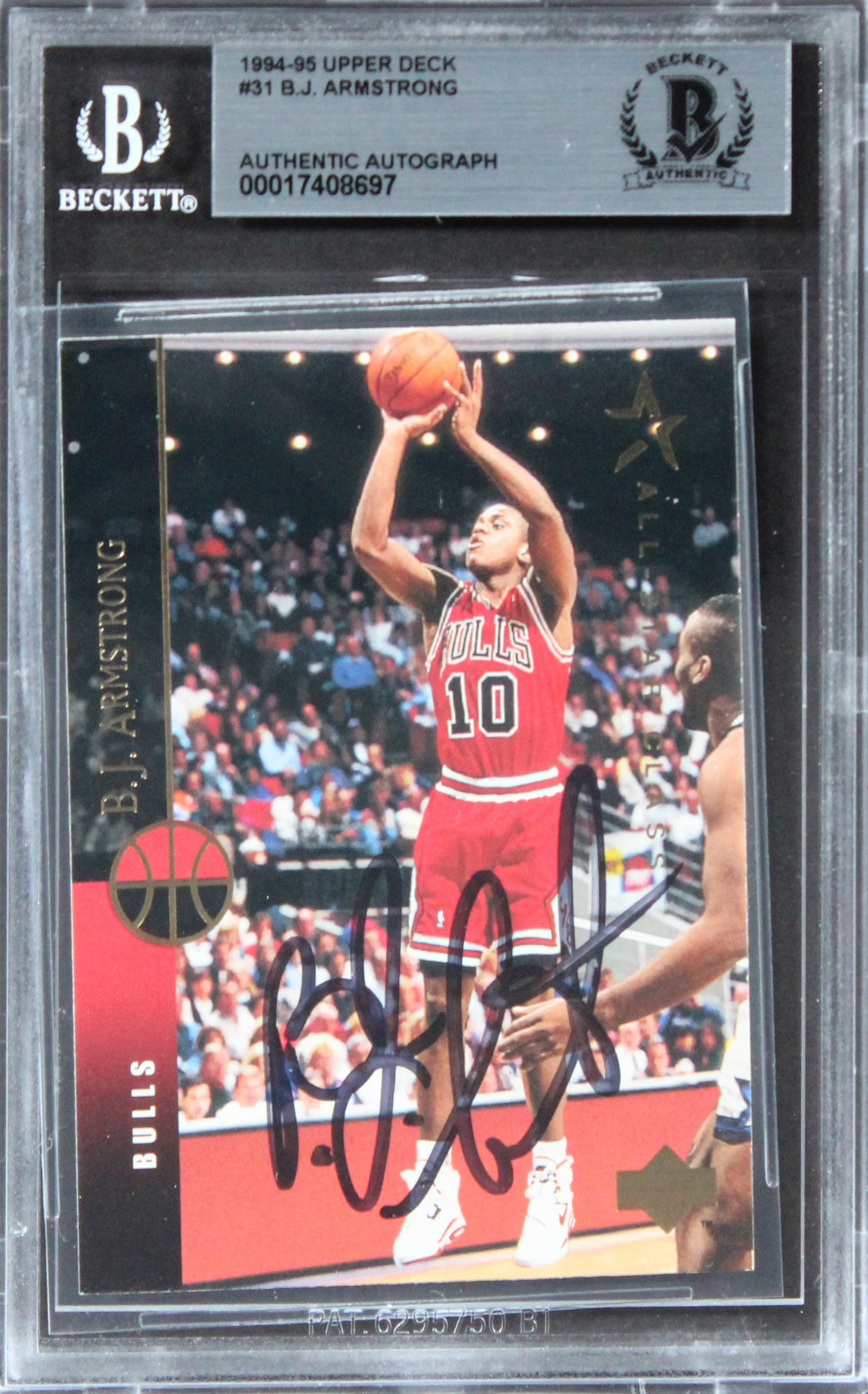 Bulls B.J. Armstong Authentic Signed 1994 Upper Deck #31 Card BAS Slabbed - Image 2