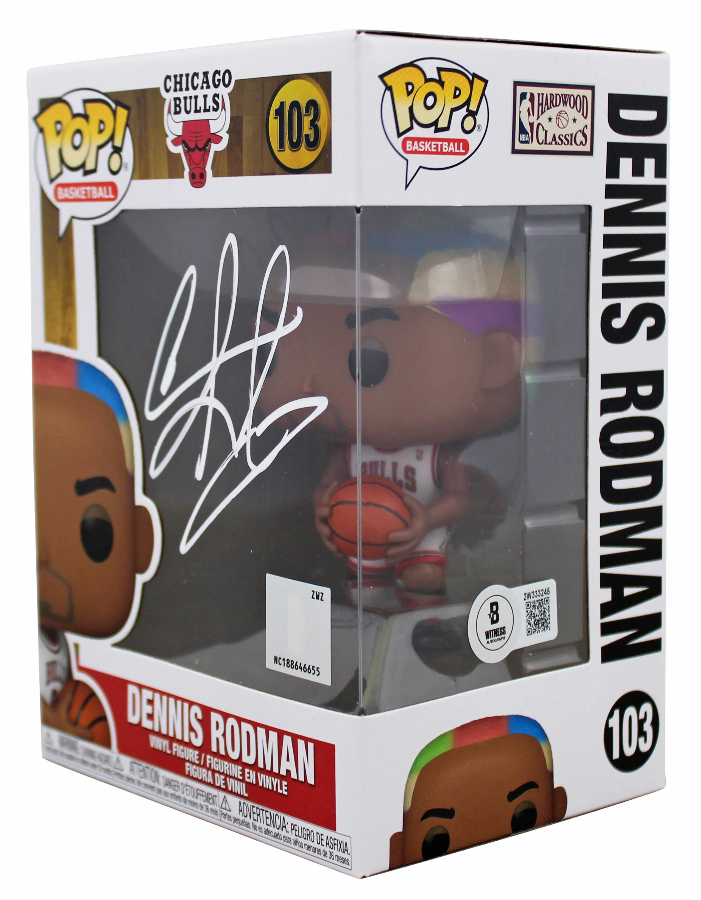 Bulls Dennis Rodman Authentic Signed #103 Funko Pop Vinyl Figure BAS Witnessed - Image 3