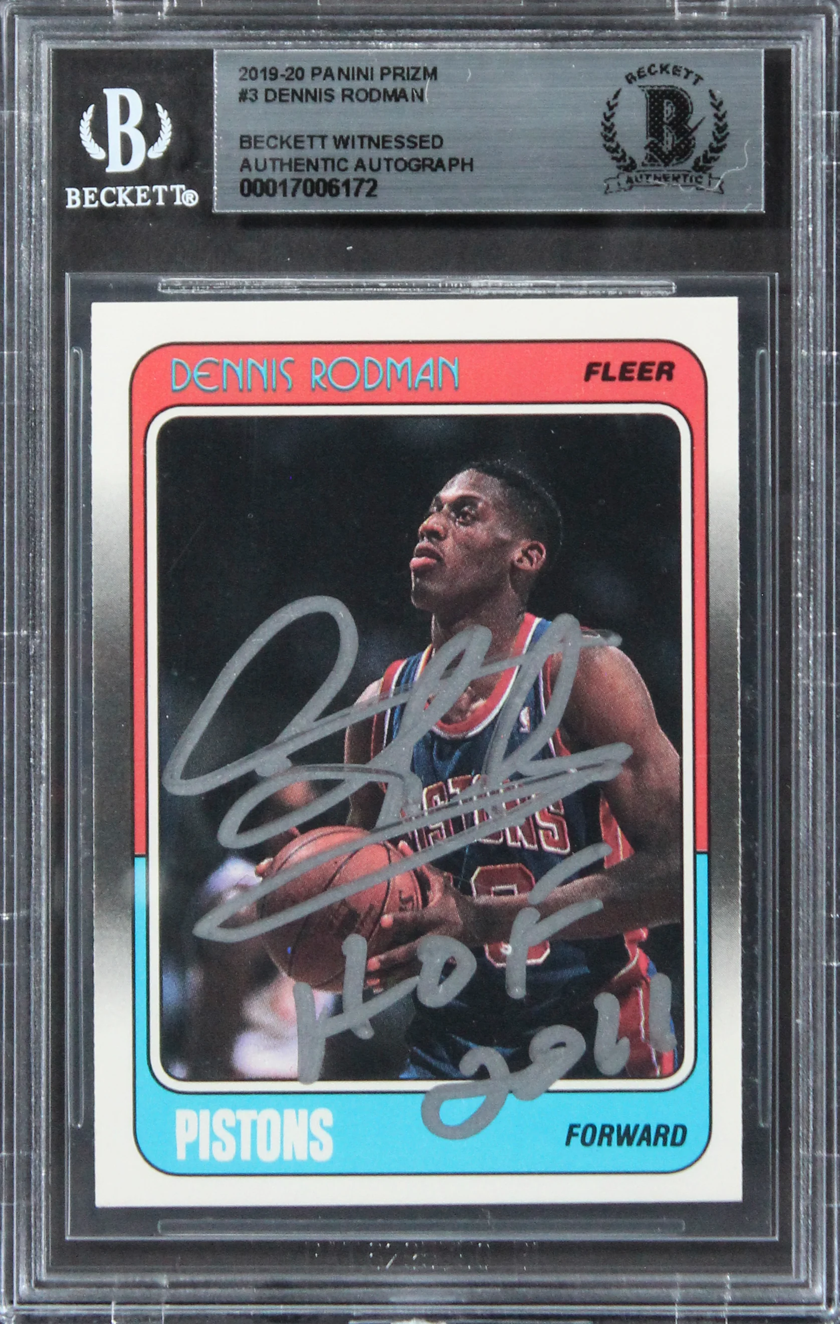 Bulls Dennis Rodman "HOF 2011" Signed 1988 Fleer #43 Rookie Card BAS Slabbed 4 - Image 2