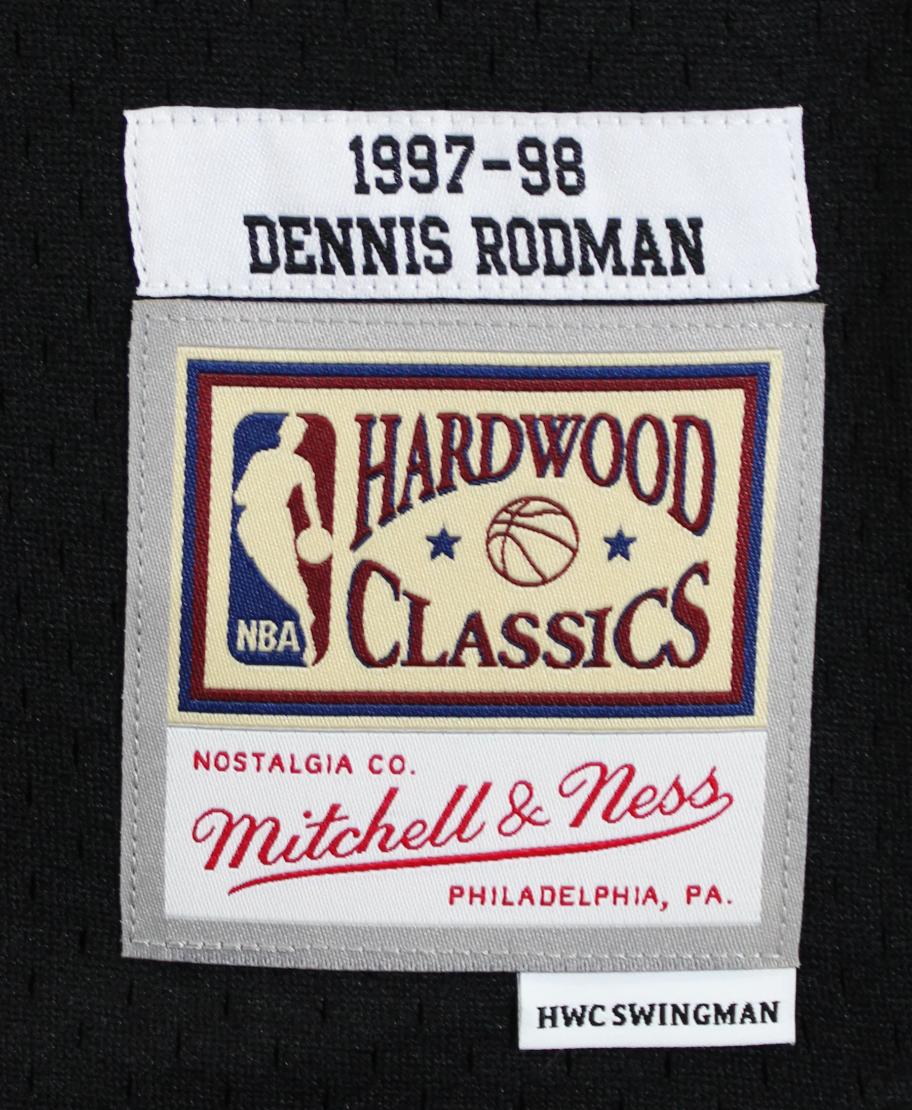 Bulls Dennis Rodman Signed Black M&N HWC Swingman Jersey w/ Black Sig JSA Wit - Image 7