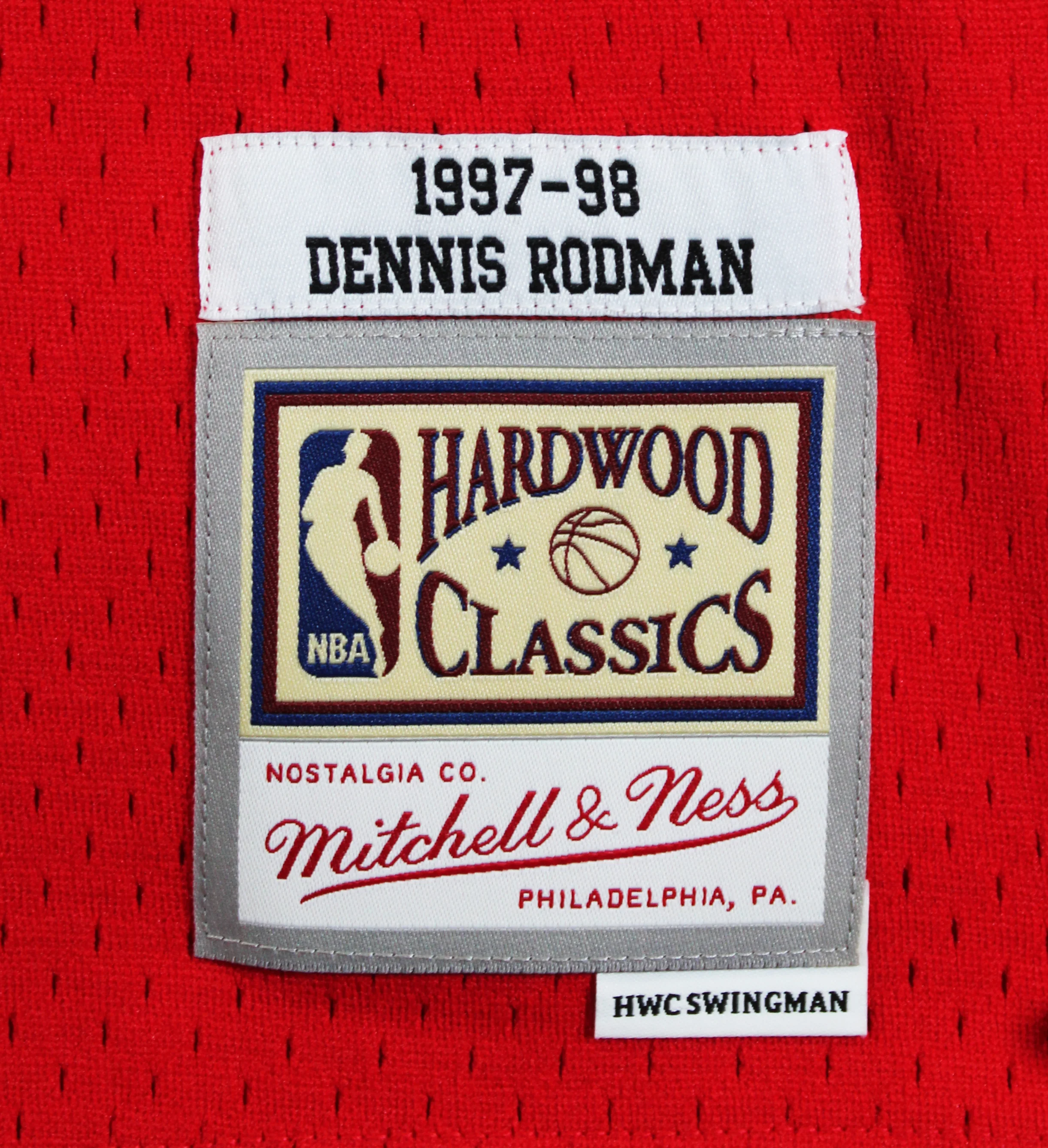Bulls Dennis Rodman Signed Red Mitchell & Ness HWC Swingman Jersey JSA Witnessed - Image 7