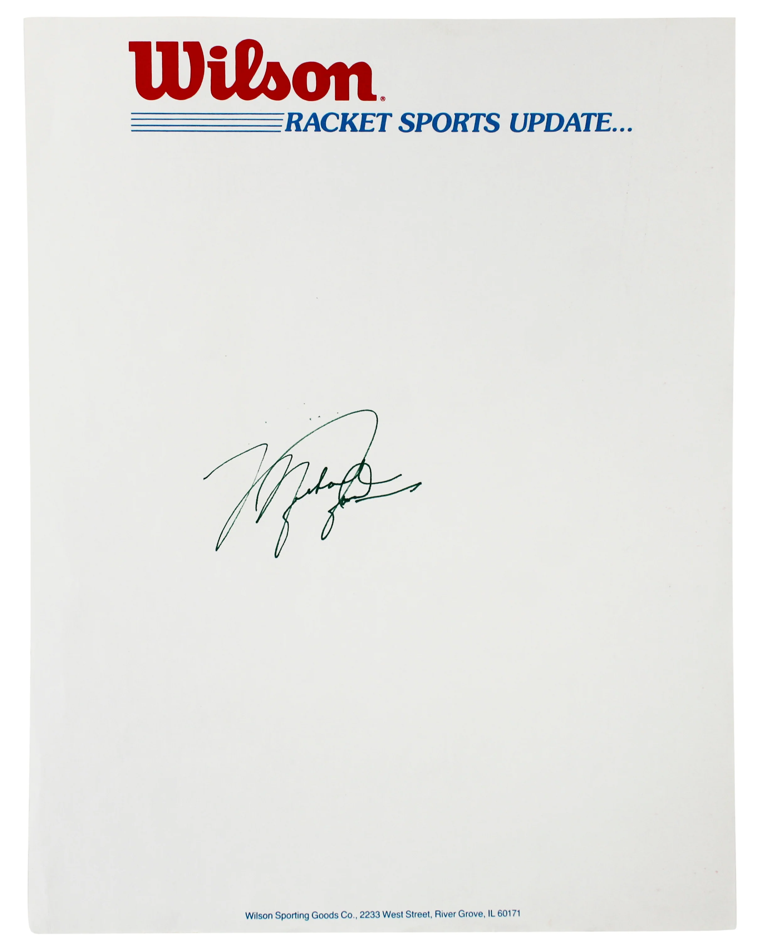 Bulls Michael Jordan Signed 8.5x11 Wilson Racket Sports Letterhead JSA #Z97275 - Image 2