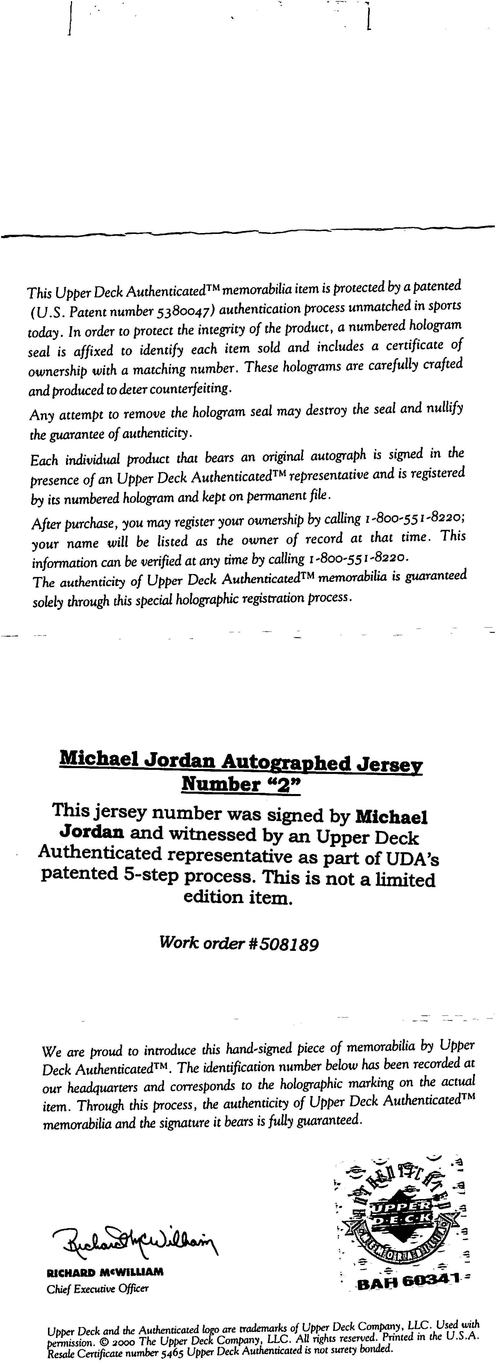 Bulls Michael Jordan Signed 97-98 White M&N HWC Authentic Jersey UDA #BAH60341 - Image 8