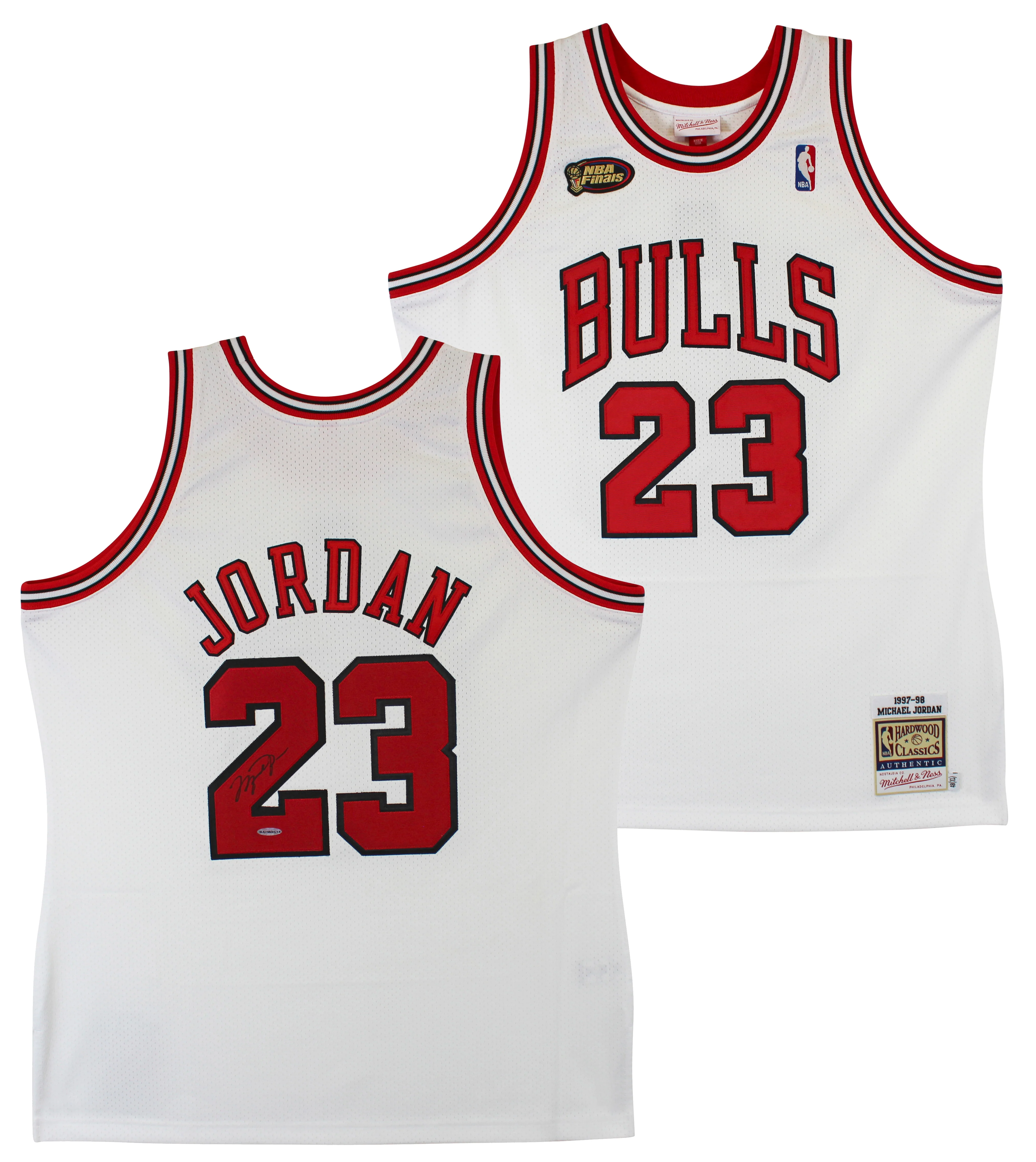 Bulls Michael Jordan Signed 97-98 White M&N HWC Authentic Jersey UDA #BAH83514 - Image 2