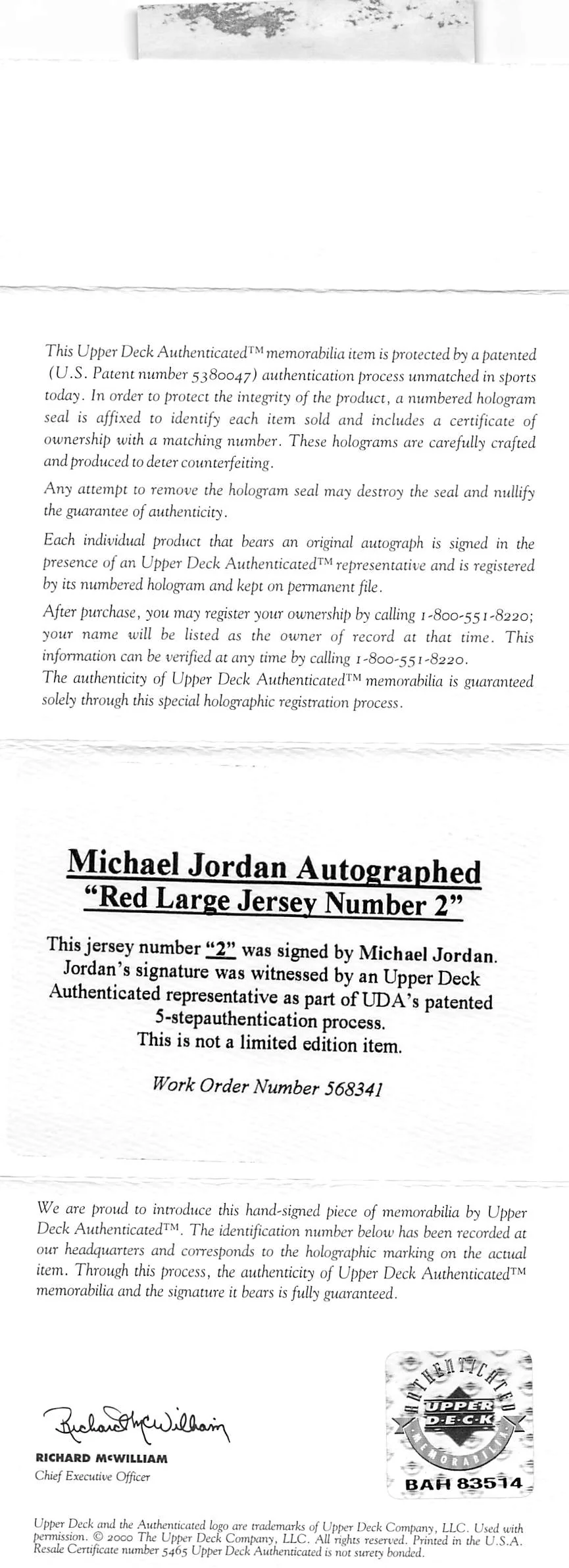 Bulls Michael Jordan Signed 97-98 White M&N HWC Authentic Jersey UDA #BAH83514 - Image 9