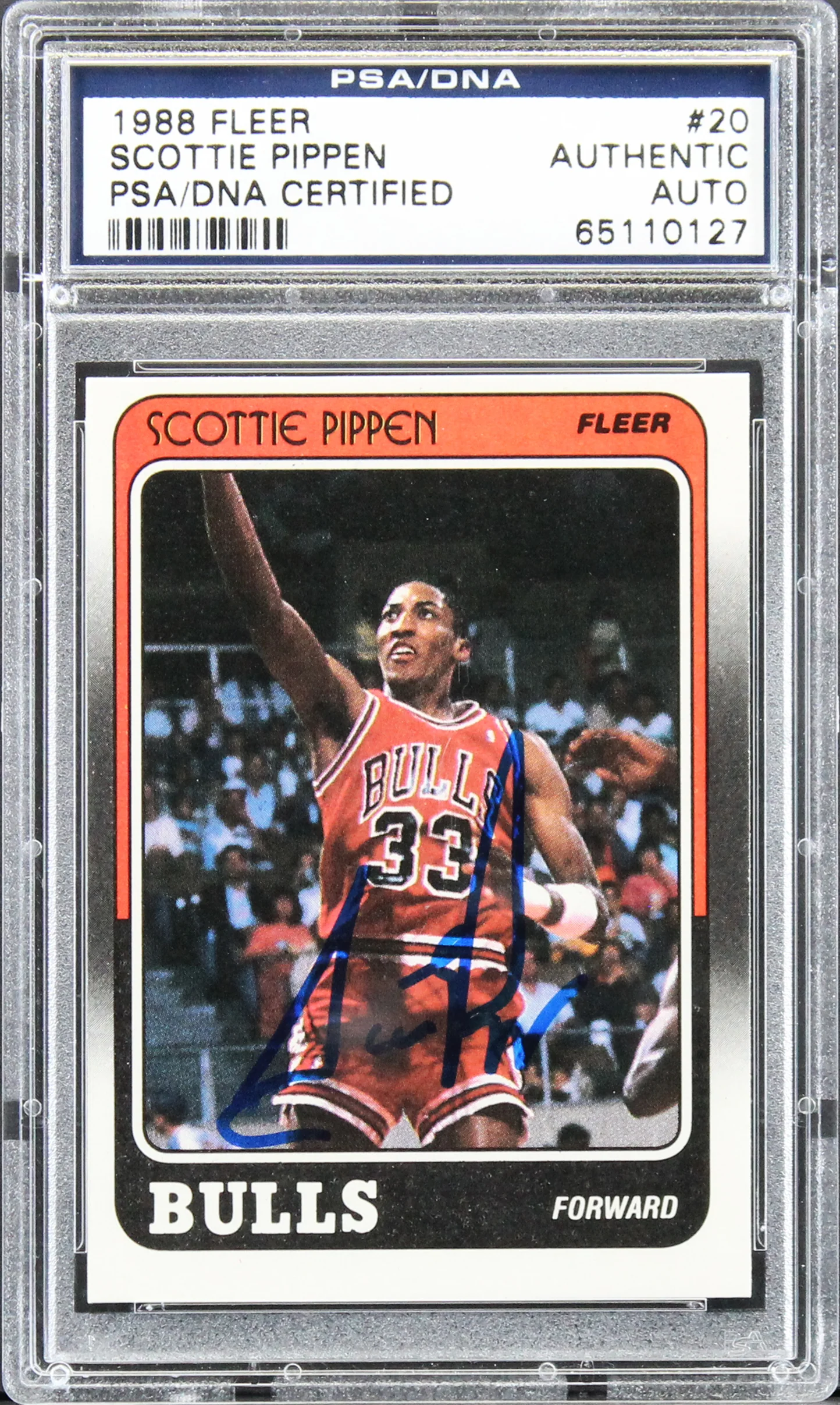 Bulls Scottie Pippen Authentic Signed 1988 Fleer #20 Rookie Card PSA/DNA Slabbed - Image 2